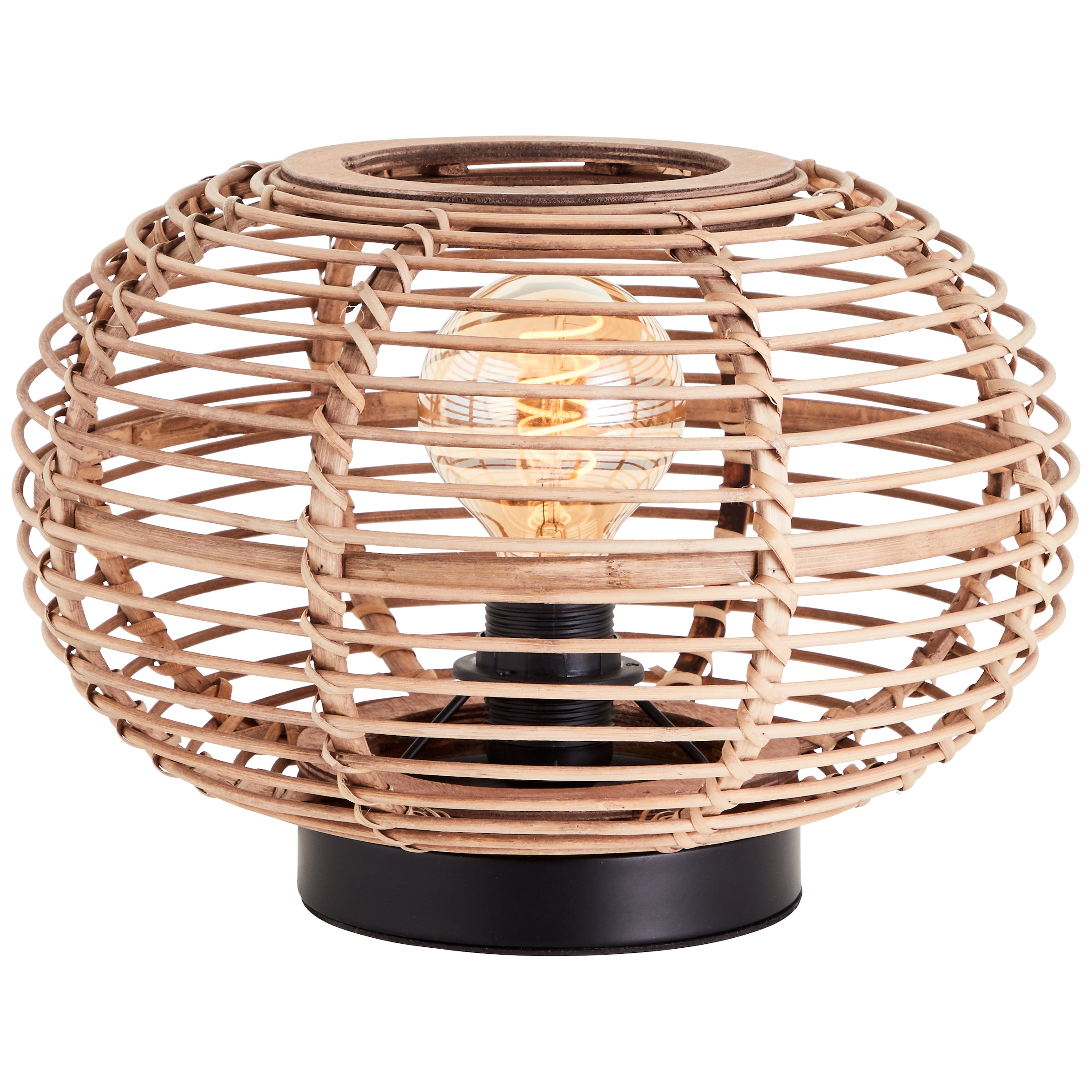 Brilliant Tischleuchte »Woodball«, 1 flammig-flammig, mit Bambus Schirm, 22  x 32 cm, E27, matt schwarz/natur online bestellen | Tischlampen