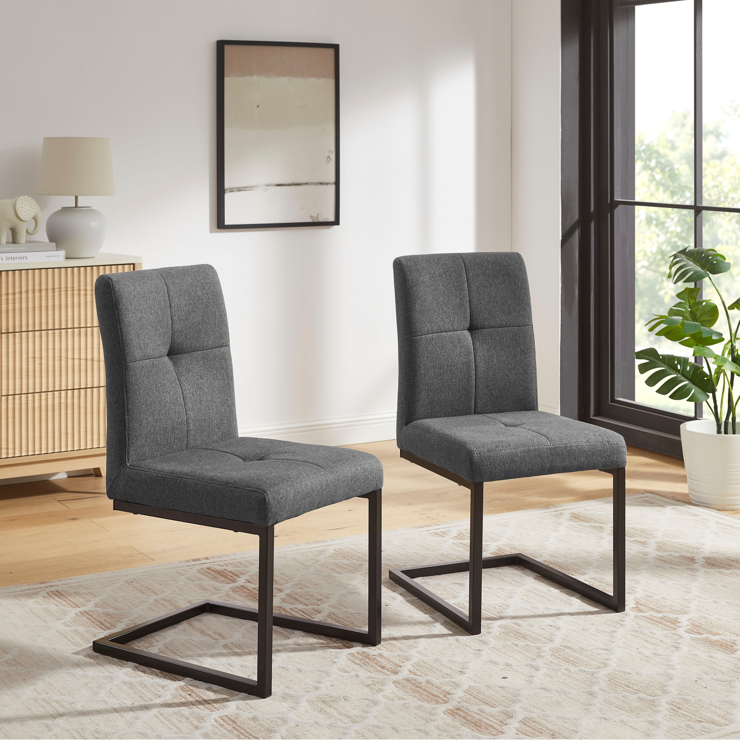 OTTO home Essgruppe »Geranie« Set, 4 tlg. in Eichenoptik mit schwarzem Säulengestell