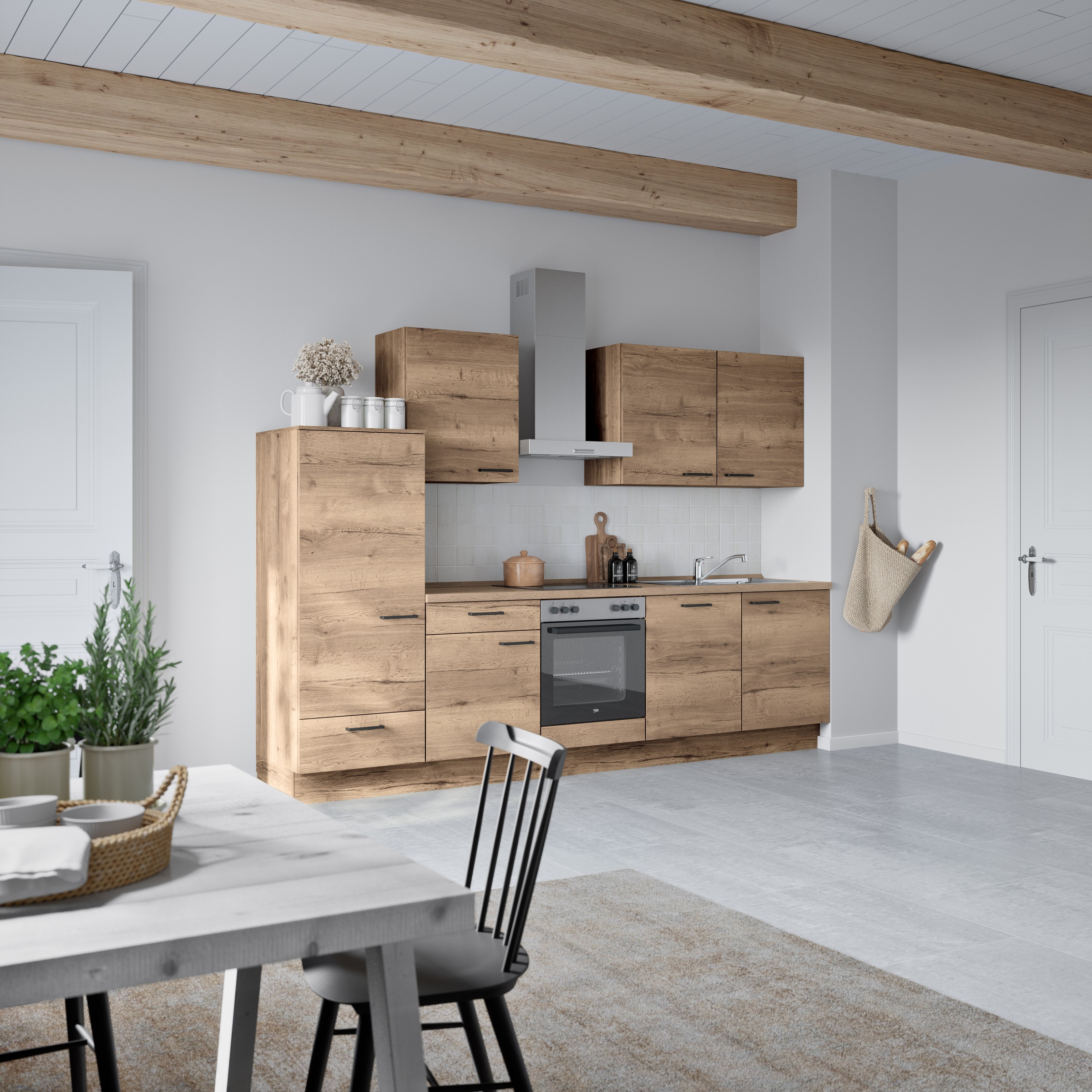 nobilia® Küchenzeile »"Structura I"« vormontiert, Ausrichtung wählbar, Breite 300 cm, wahlw. mit E-Geräten