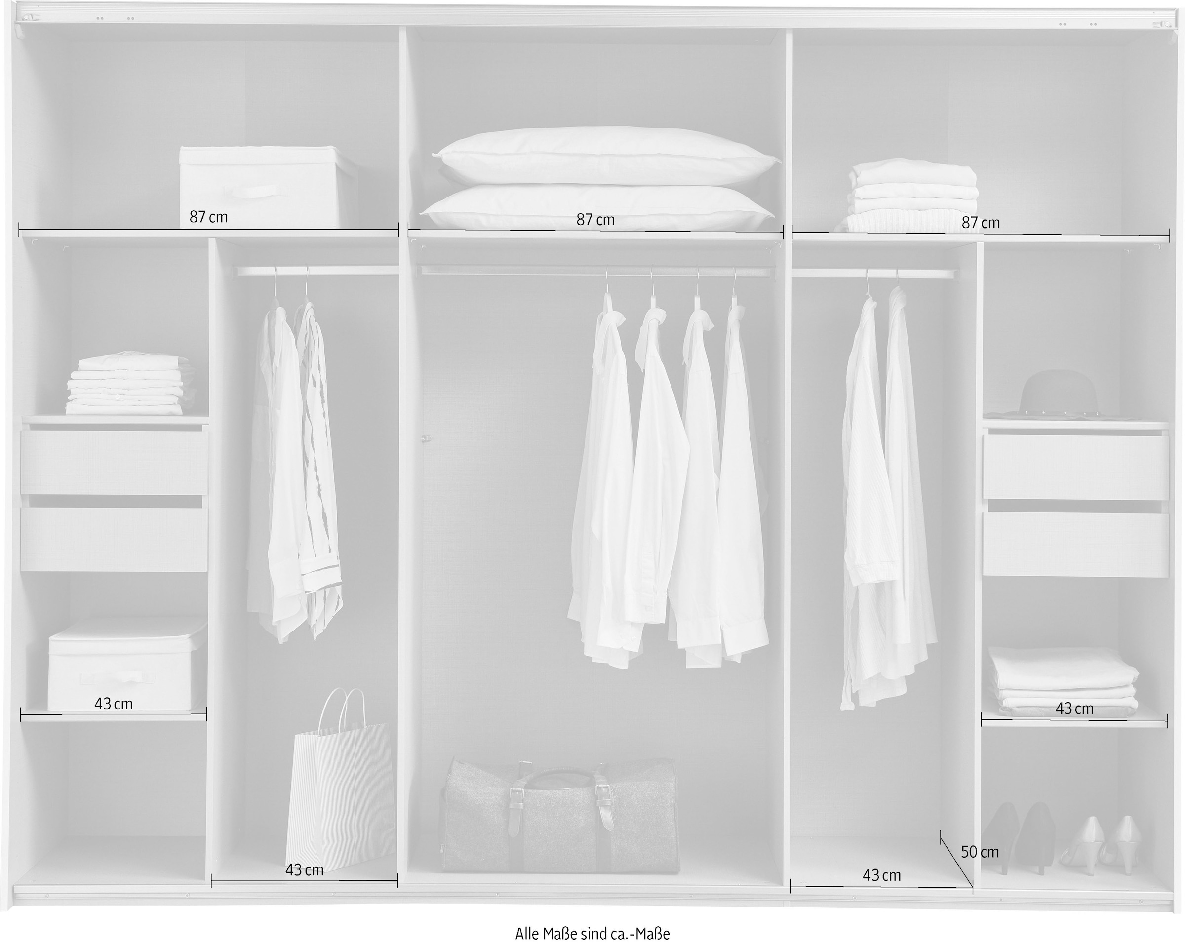 Wimex Schwebetürenschrank »Jork Kleiderschrank mit Spiegel, schwarze Metallgriffe«, Schrank in verschiedenen Größen und Innenausstattungsvarianten