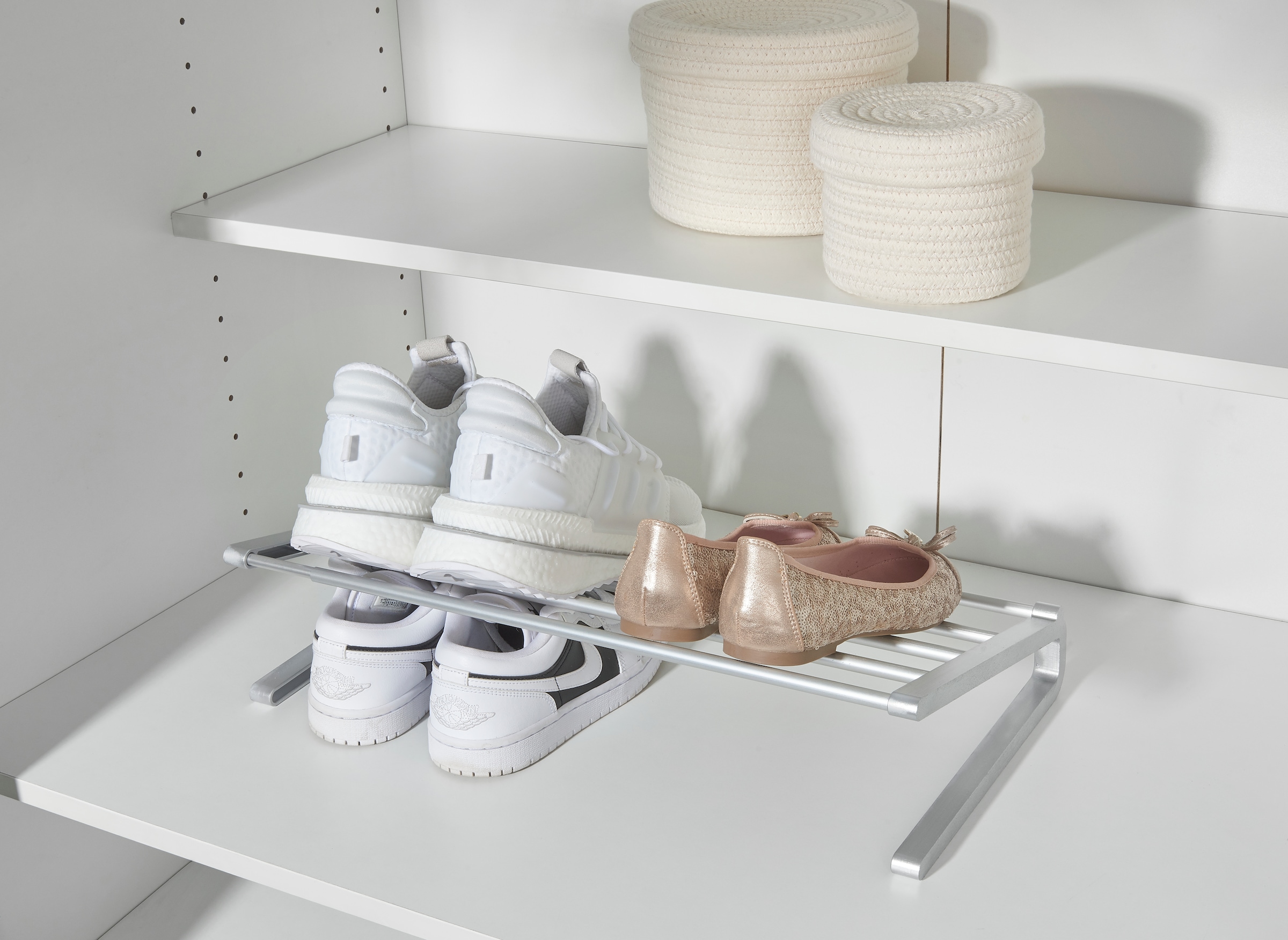 Ruco Schuhregal, Schuhstapler, breitenverstellbar, für bis zu 6 Paar Schuhe, Aluminium