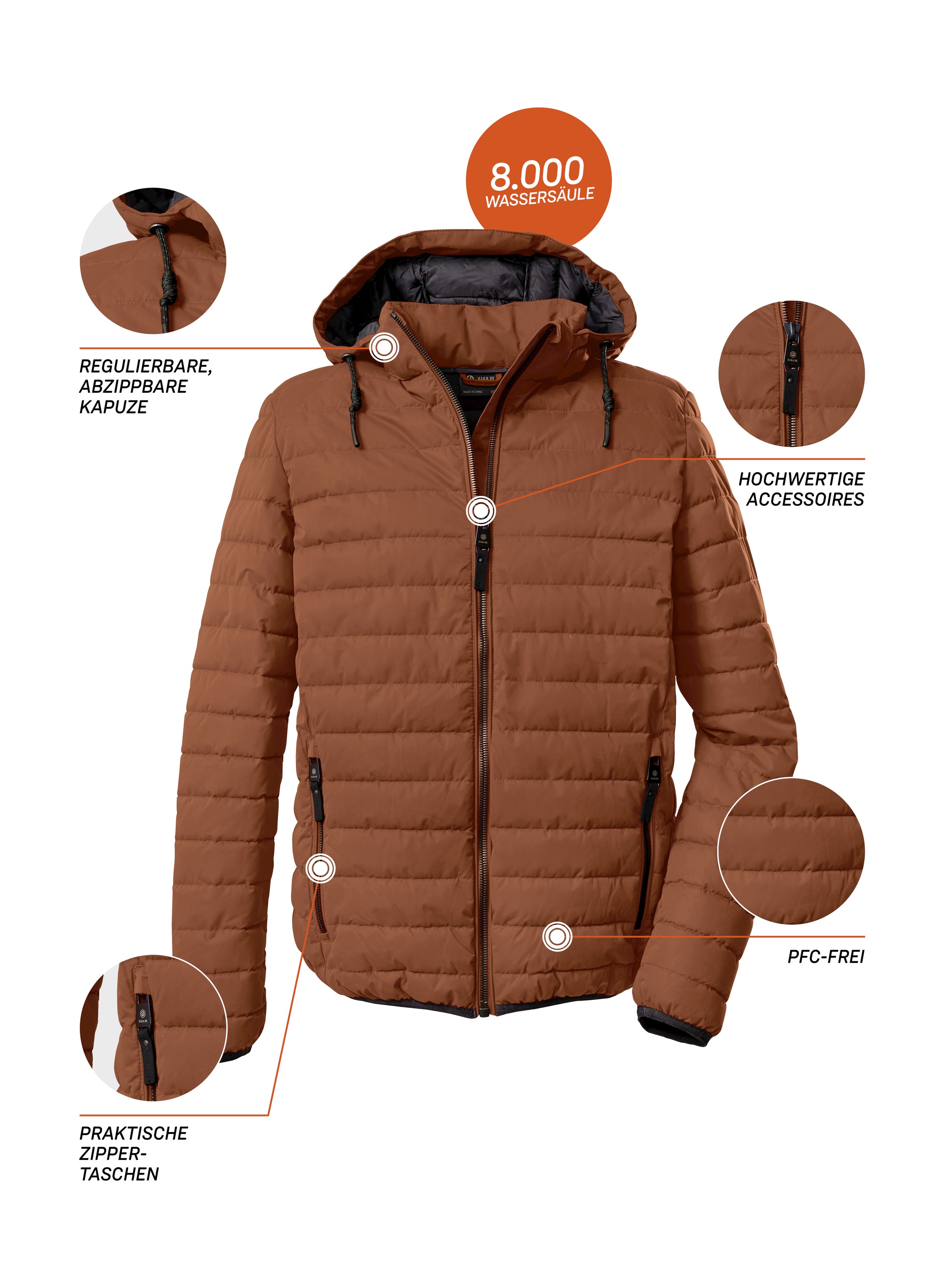 G.I.G.A. DX by killtec Steppjacke »GW 42 MN QLTD JCKT«, Modische, wasserabweisende Funktionsjacke mit abnehmbarer Kapuze