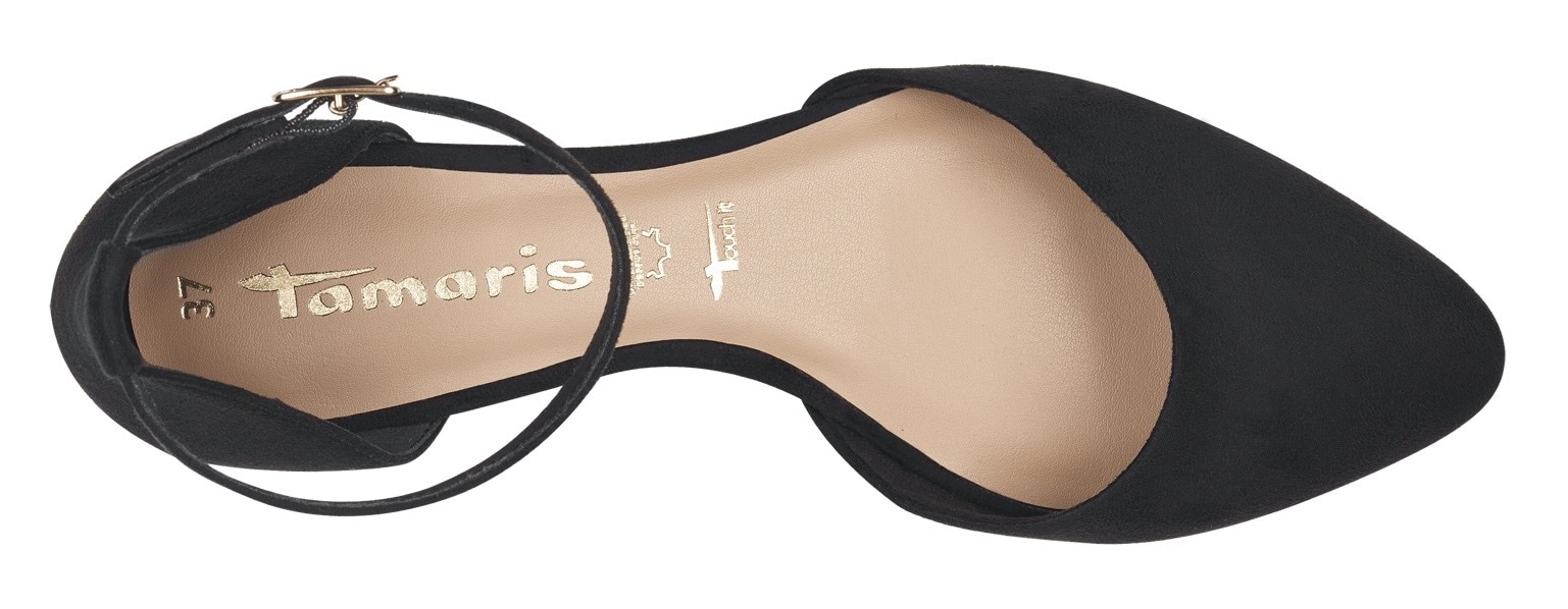 Tamaris Riemchenballerina, Blockabsatz, Sandalette, Abendschuh mit verstellbarem Riemchen