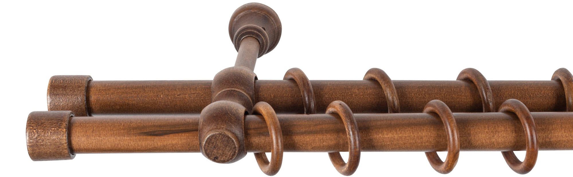 SN DECO GROUP Gardinenstange »Cafiro«, 2 läufig-läufig, Fixmaß, 28 mm, Holz, verschiedene Längen und Farben, Komplettset