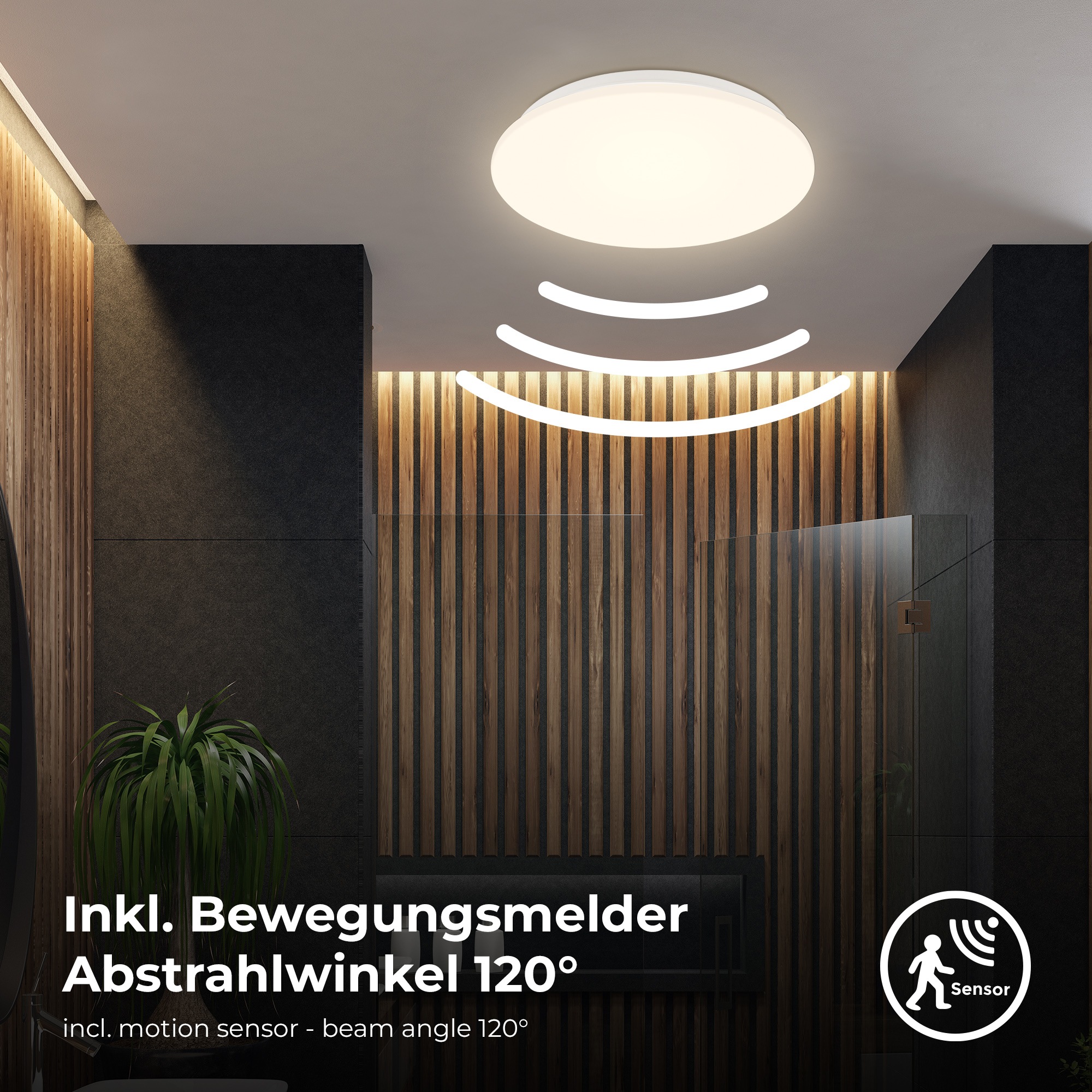 B.K.Licht LED Deckenleuchte »LED Bad Deckenleuchte mit Mikrowellensensor«, günstig online kaufen