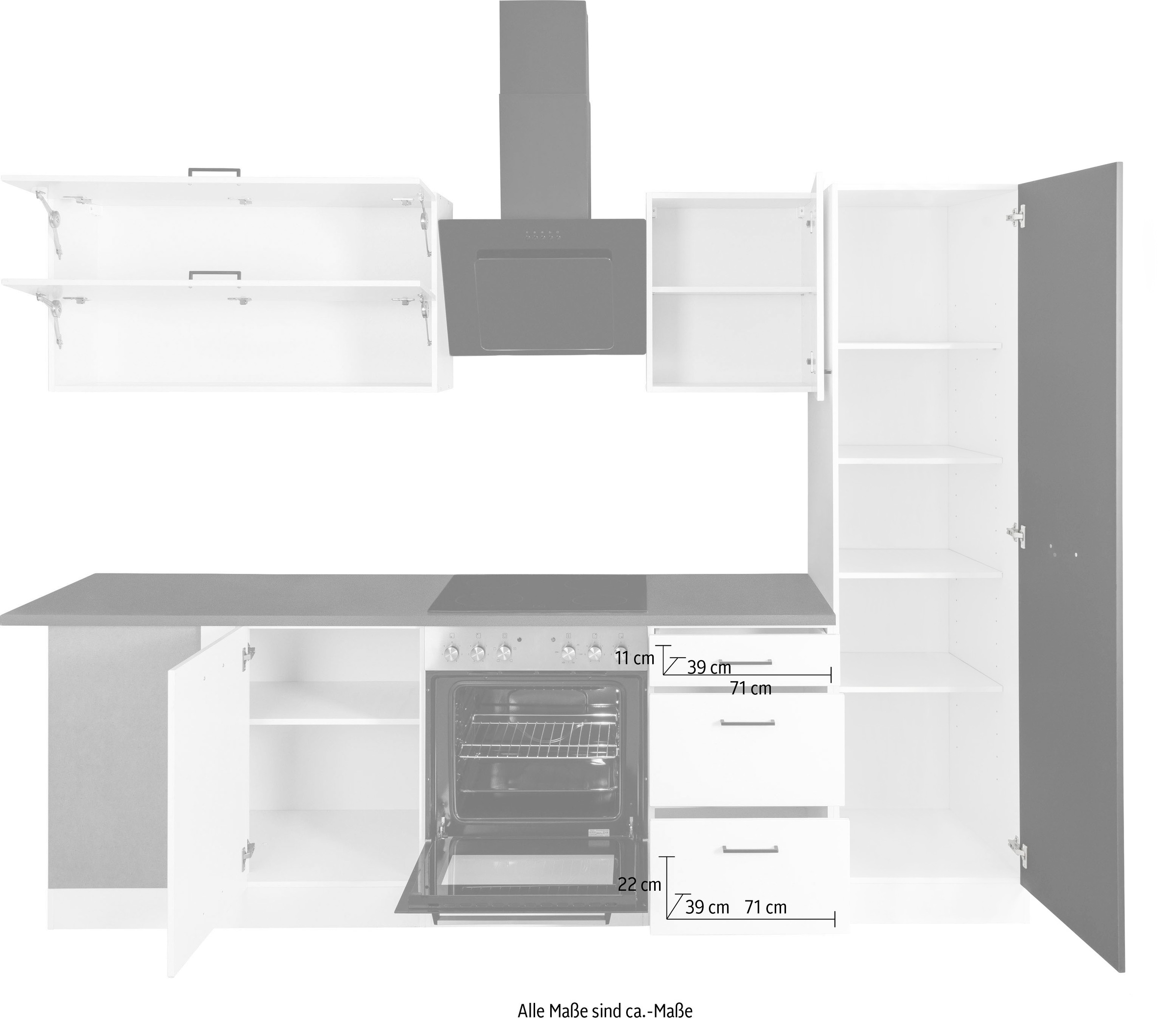 KOCHSTATION Winkelküche »KS-Trier«, mit E-Geräten, Stellbreite 220/270 cm