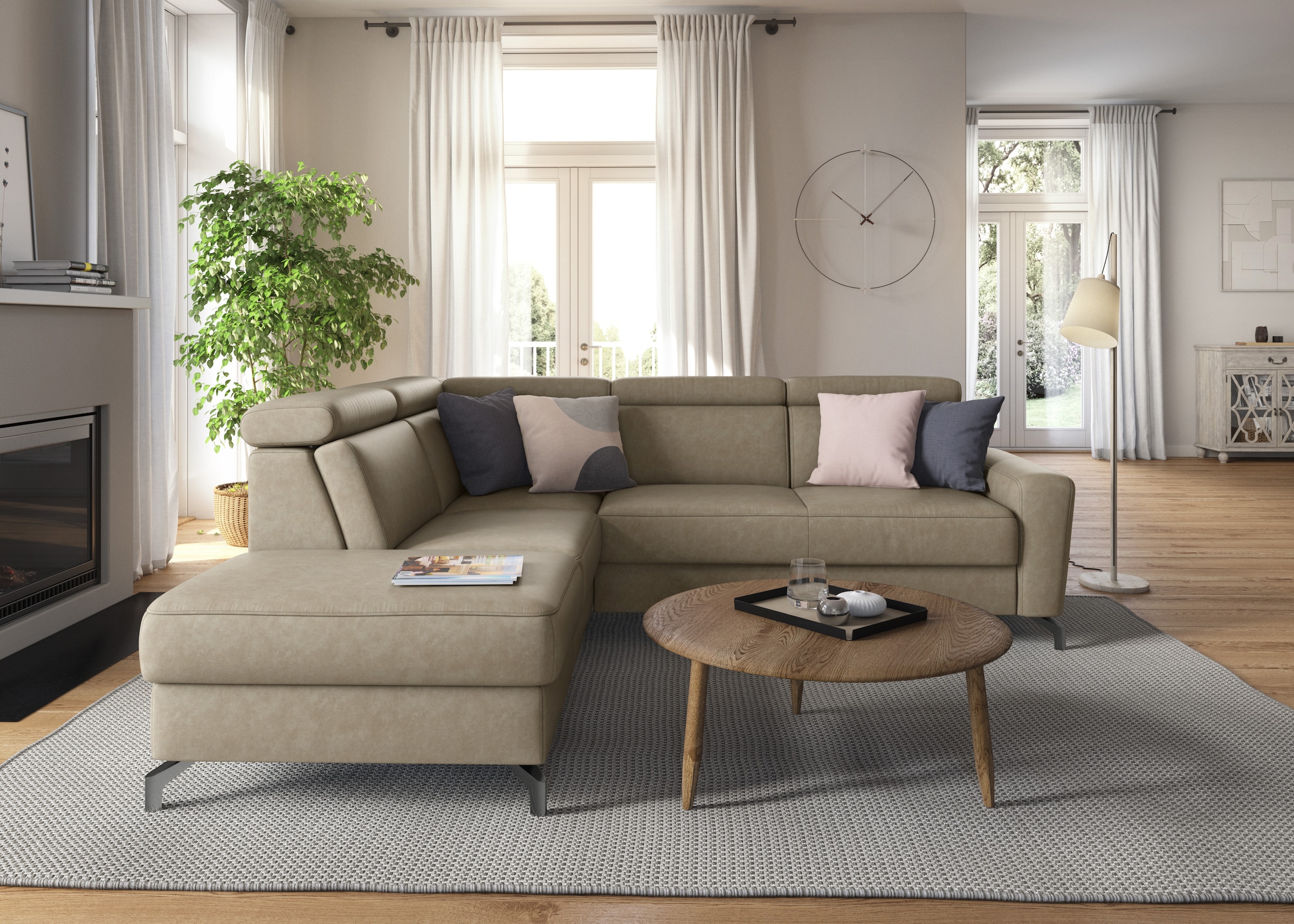 sit&more Ecksofa »Scarlett L-Form«, inklusive Kopfteilverstellung, wahlweise mit Bettfunktion, Bettkasten