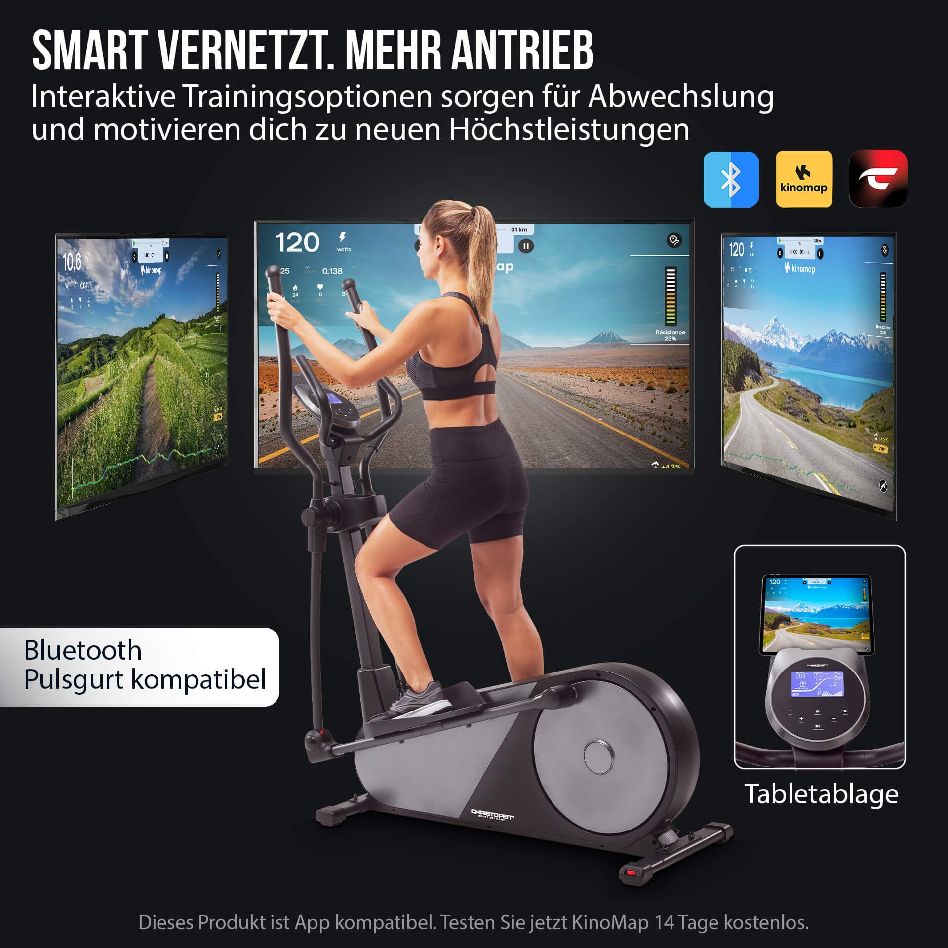 Christopeit Sport® Crosstrainer-Ergometer »EL 8000« 150 kg max. Benutzergewicht, 32 Widerstandsstufen