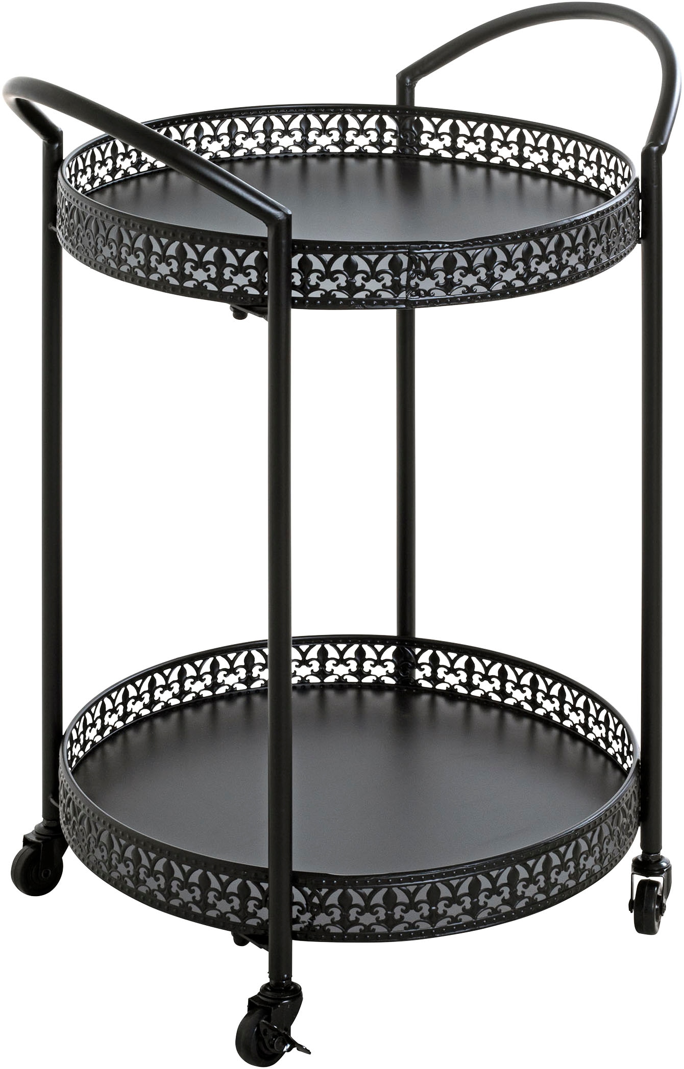 HAKU Servierwagen »Dinett, Kaffeetisch, Küchenwagen, Serviertisch, Teewagen, Trolley« 1 Stk. tlg. rund - aus Metall Schwarz - Ø/H /71 cm
