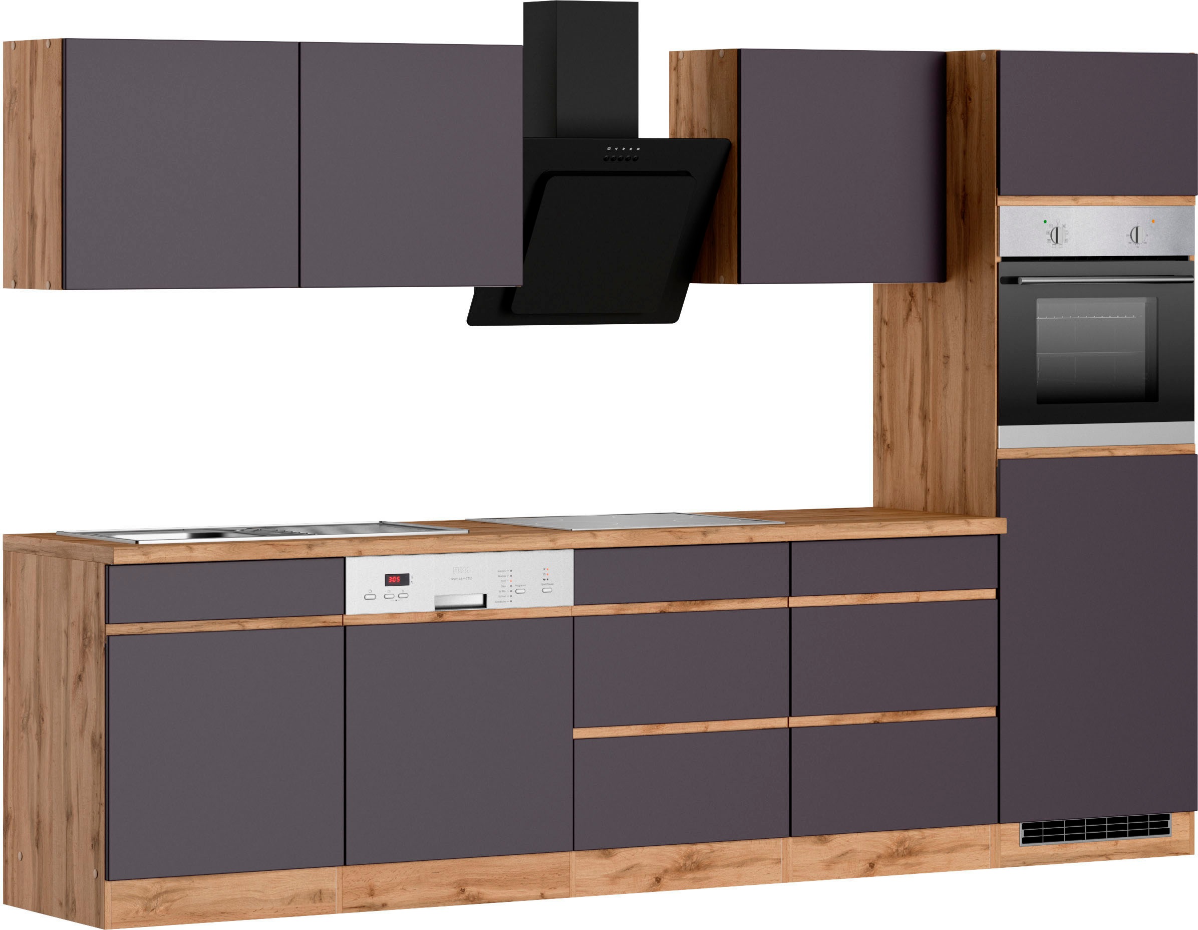 KOCHSTATION Küchenzeile »KS-Riesa« Stellbreite 300 cm, ohne E-Geräte