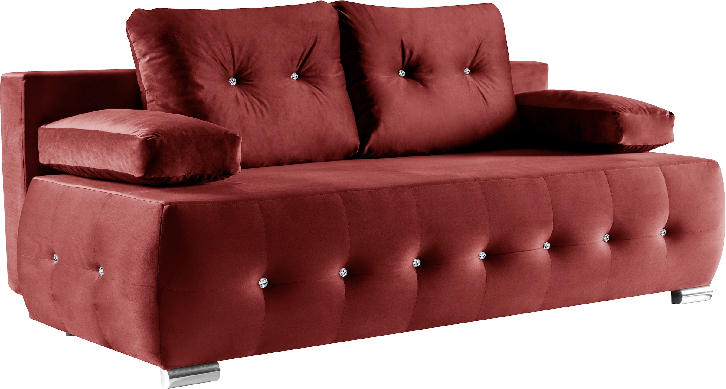 WERK2 Schlafsofa »Monaco«, 2-Sitzer Schlafcouch mit Bettkasten & funkelnden Ziersteinchen