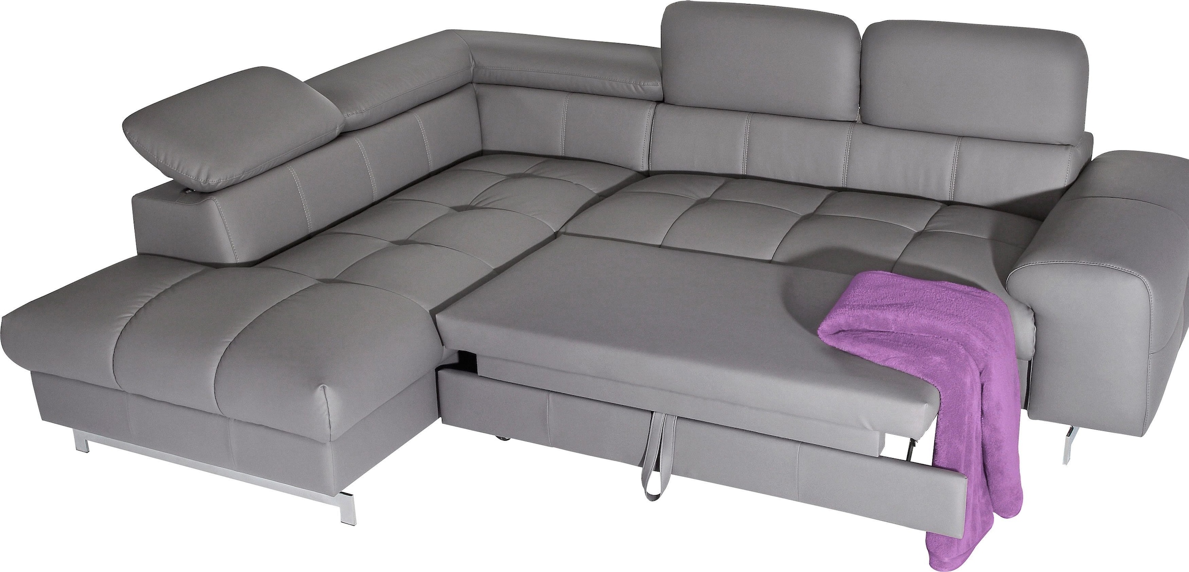 COTTA Polstergarnitur »Chef L-Form«, (Set), Set bestehend aus: Ecksofa mit Kopfteilverstellung & Hocker