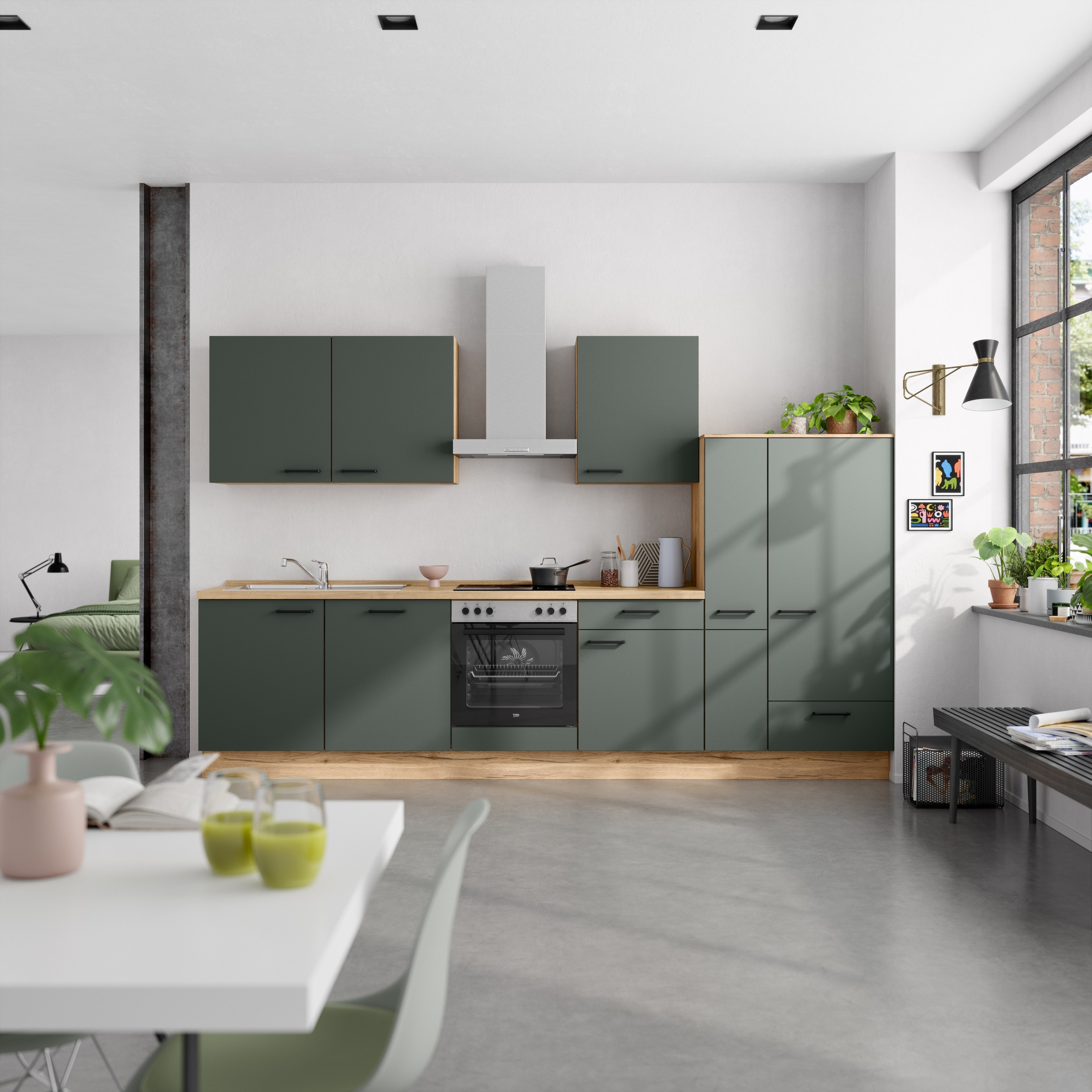nobilia® Küchenzeile »"Easytouch I"«, vormontiert, Ausrichtung wählbar, Breite 330 cm, wahlw. mit E-Geräten