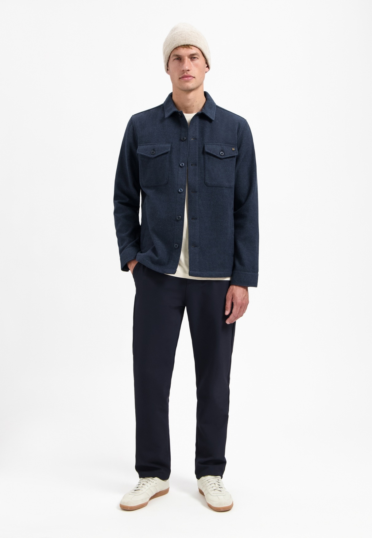 NO EXCESS Langarmhemd »No Excess Meliertes Overshirt Overshirt Button Closure Melange«