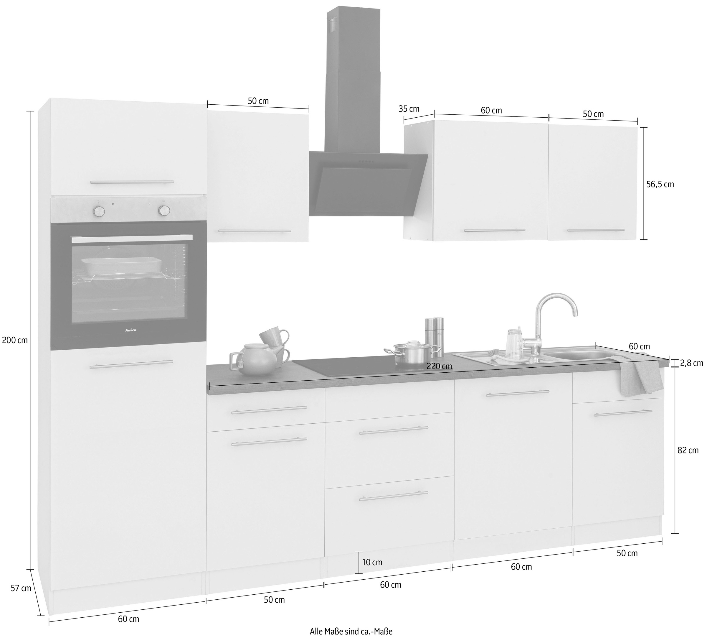 Küchen wiho »Unna«, ohne Breite E-Geräte, cm 280 Küchenzeile bestellen online