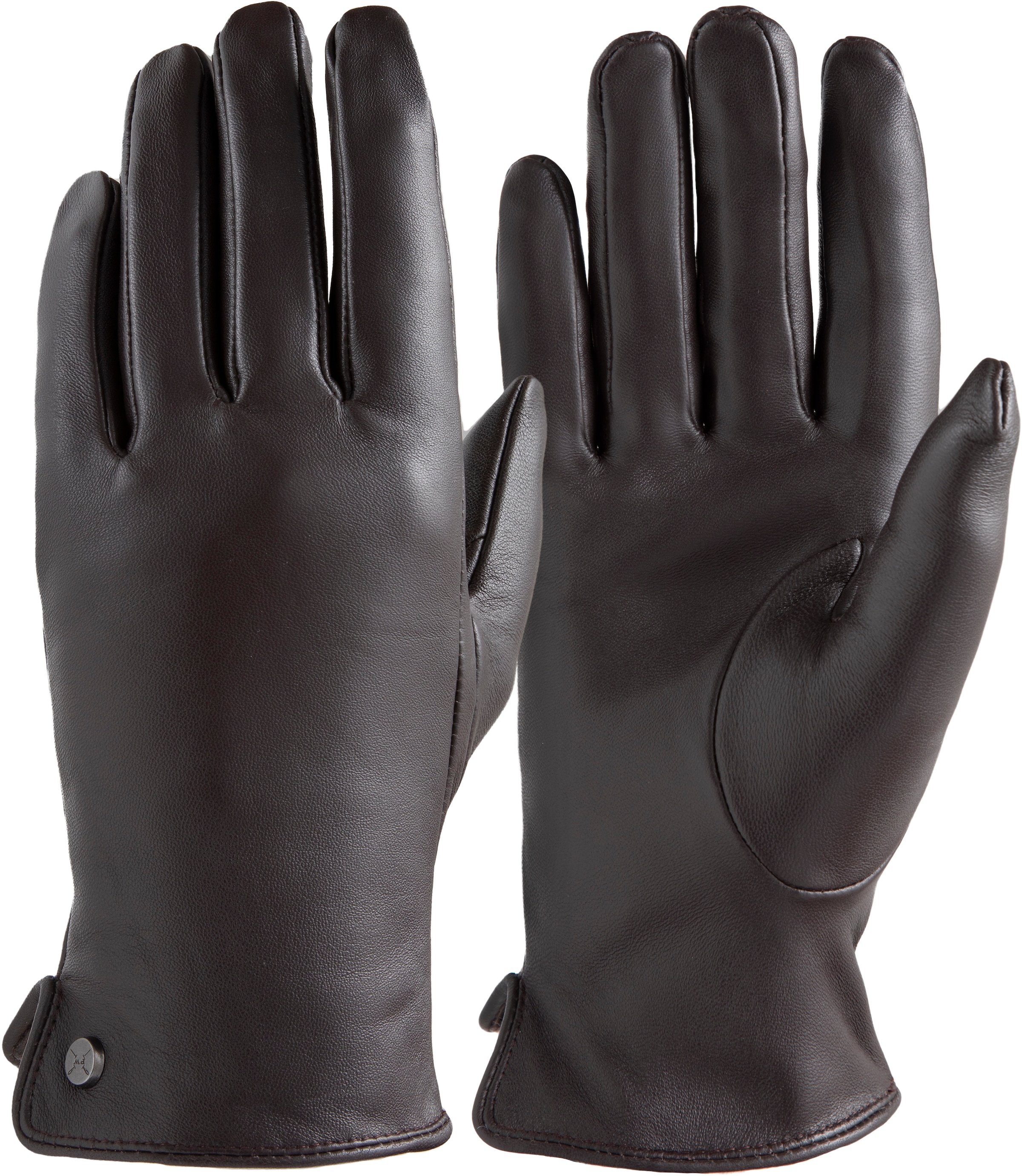 PEARLWOOD Lederhandschuhe »PAM« 1 Paar, weiches Fleece-Innenfutter, Temperaturregulierend, Seitenschlitz dark brown