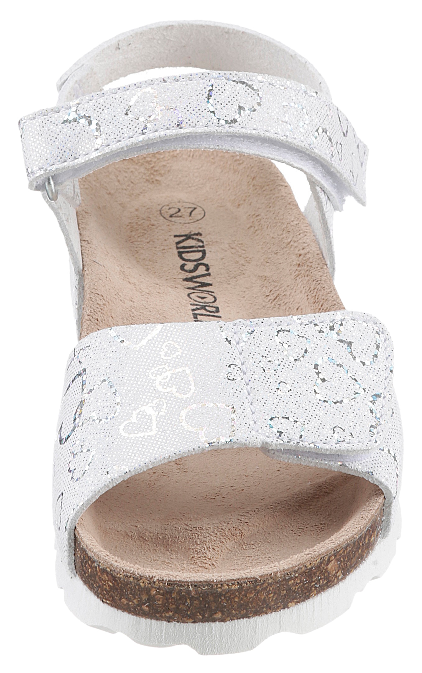 KIDSWORLD Sandale, Sommerschuh, Klettschuh, Sandalette, mit schimmerndem Herzchenprint