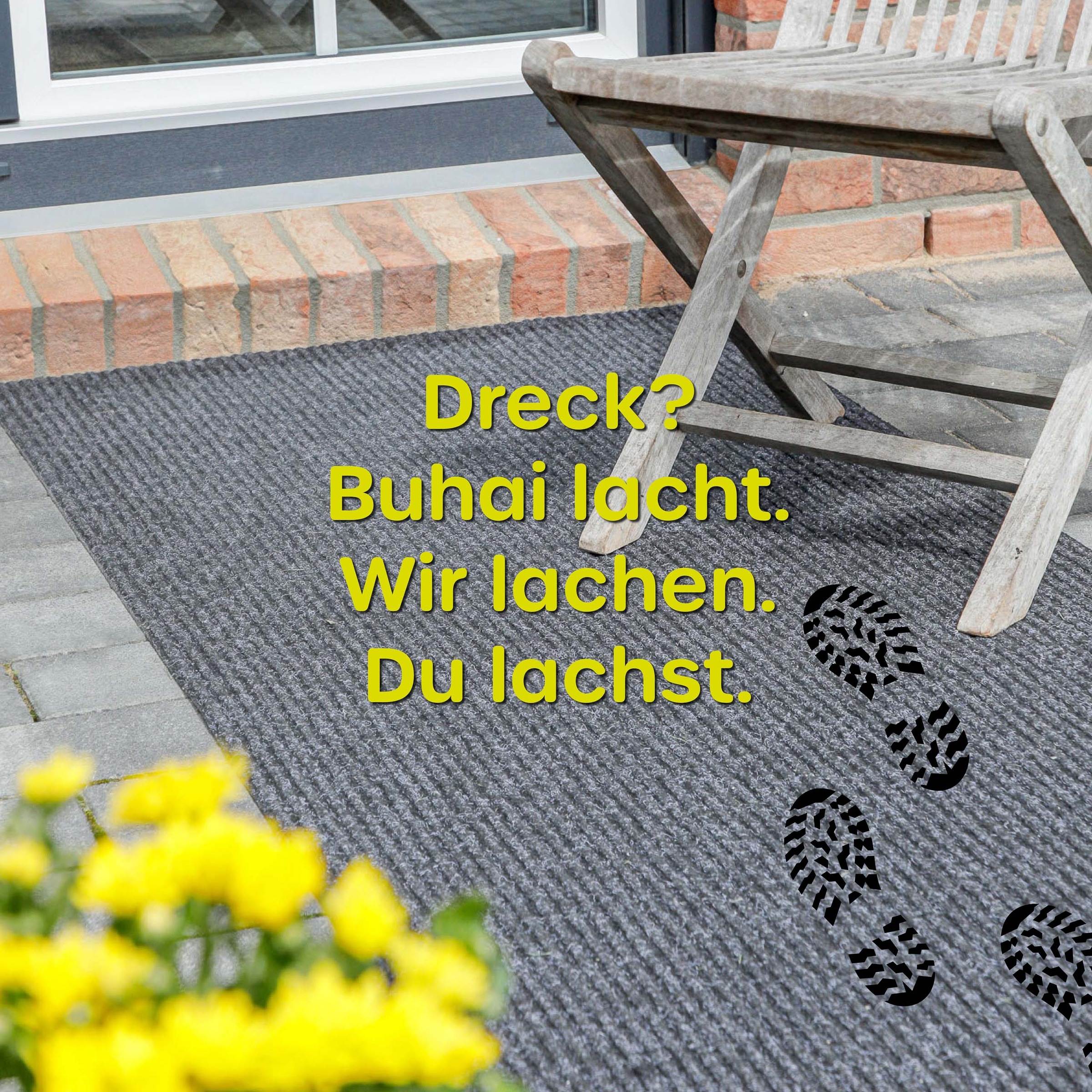 Wecon home Teppich »Buhai« quadratisch 3 mm Höhe ultraflacher Schmutzfangläufer, rutschfest, waschbar, wetterfest