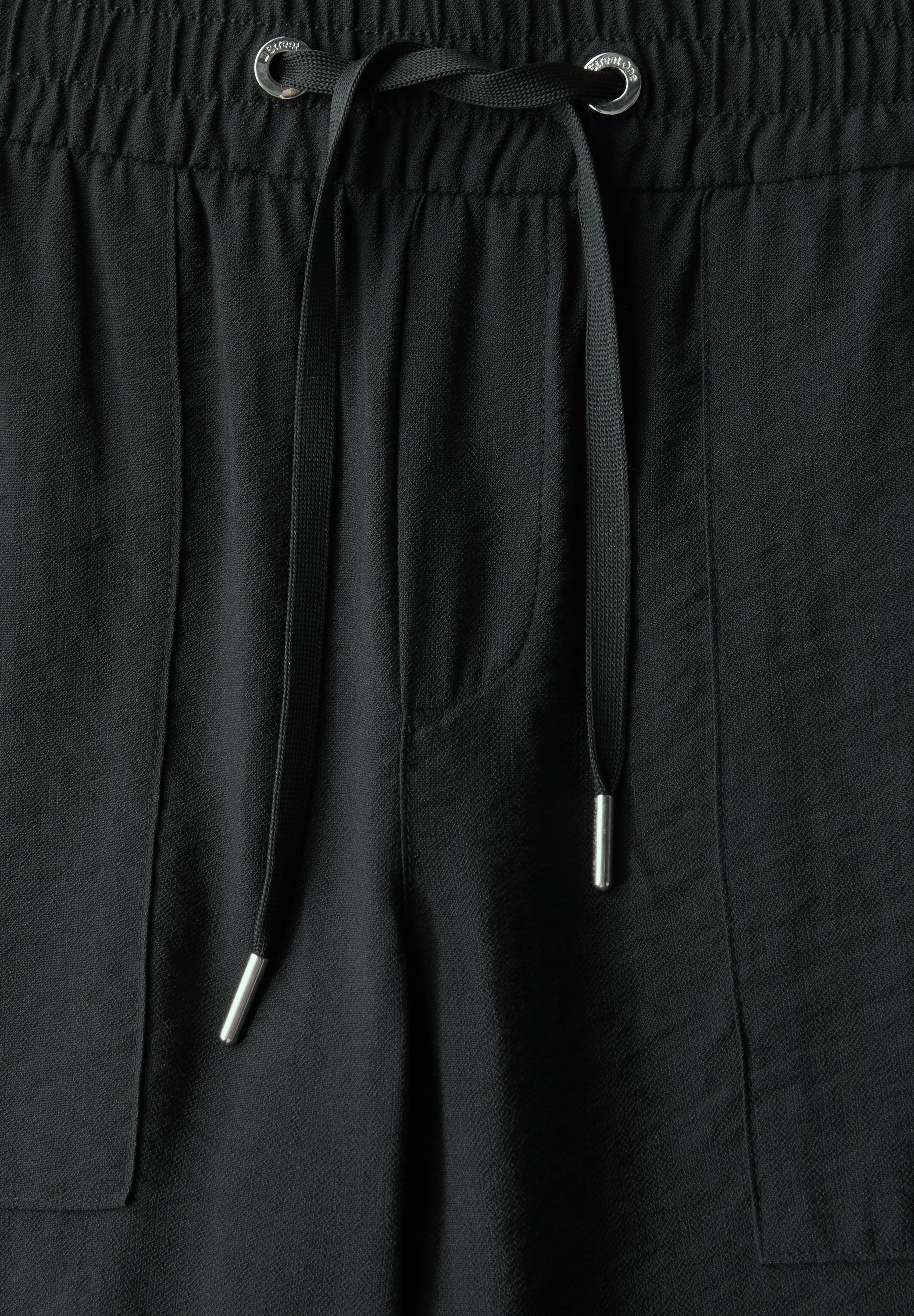 STREET ONE Stoffhose, Sommerhose weites Bein, mit Kordelzug und elastischem Bund