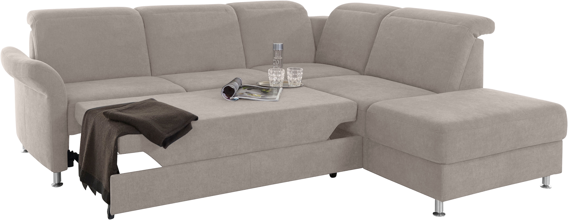 sit&more Ecksofa »Darwin L-Form«, inklusive Federkern, wahlweise mit Kopfteilverstellung, Bettfunktion