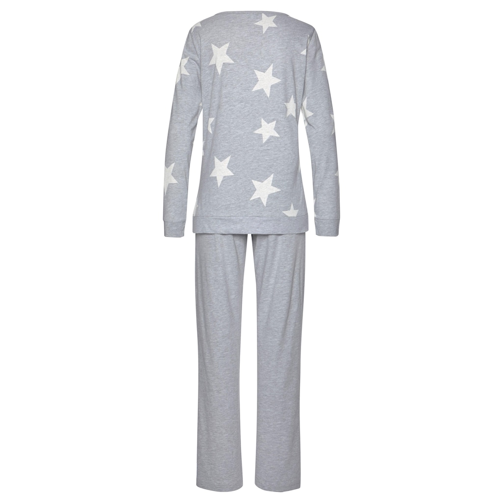 Arizona Pyjama, (4 tlg., 2 Stück), in melierter Optik mit Sternen