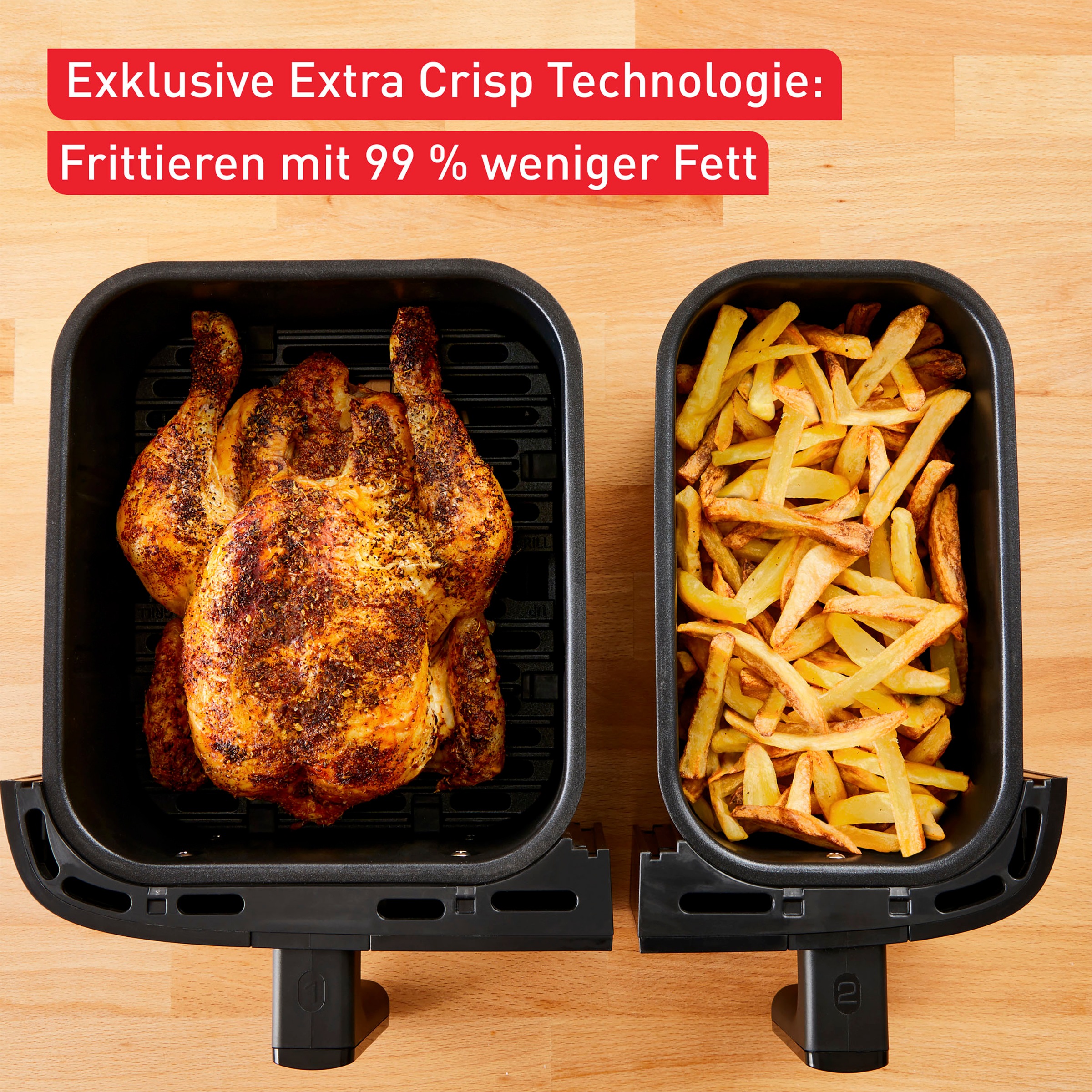 Tefal Heißluftfritteuse »EY905B Dual Easy Fry & Grill«, 2700 W, Doppelkammer, 8,3 L Kapazität, mit Hamburger Presse