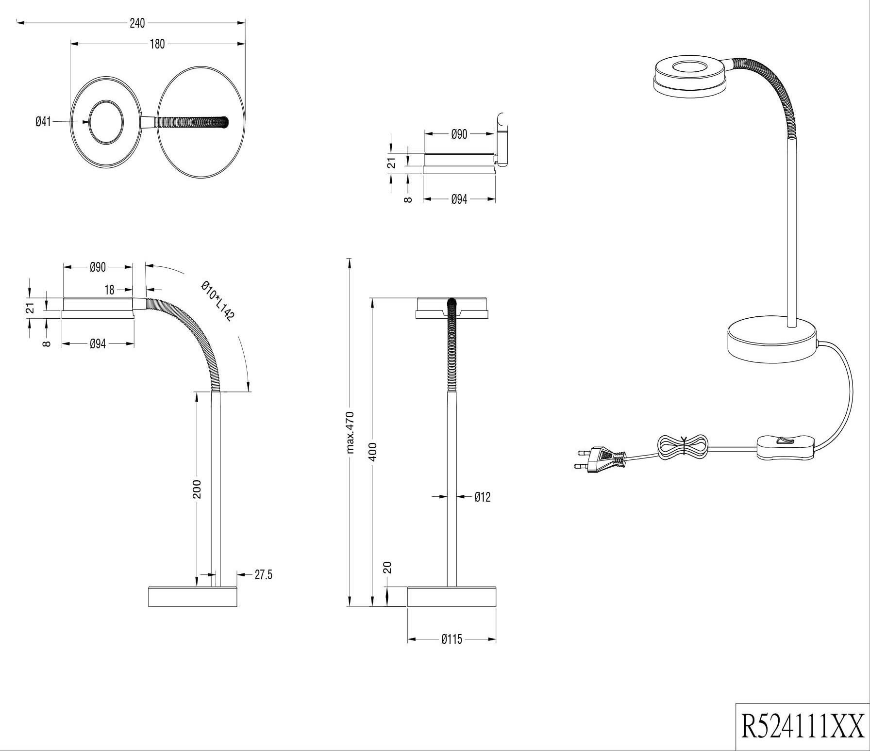 REALITY Leuchten LED Tischleuchte »Rennes«, 1 flammig, Leuchtmittel LED-Board | LED fest integriert, Schreibtischlampe, Tischlampe, verstellbarer Flexarm, chrom, warmweiß