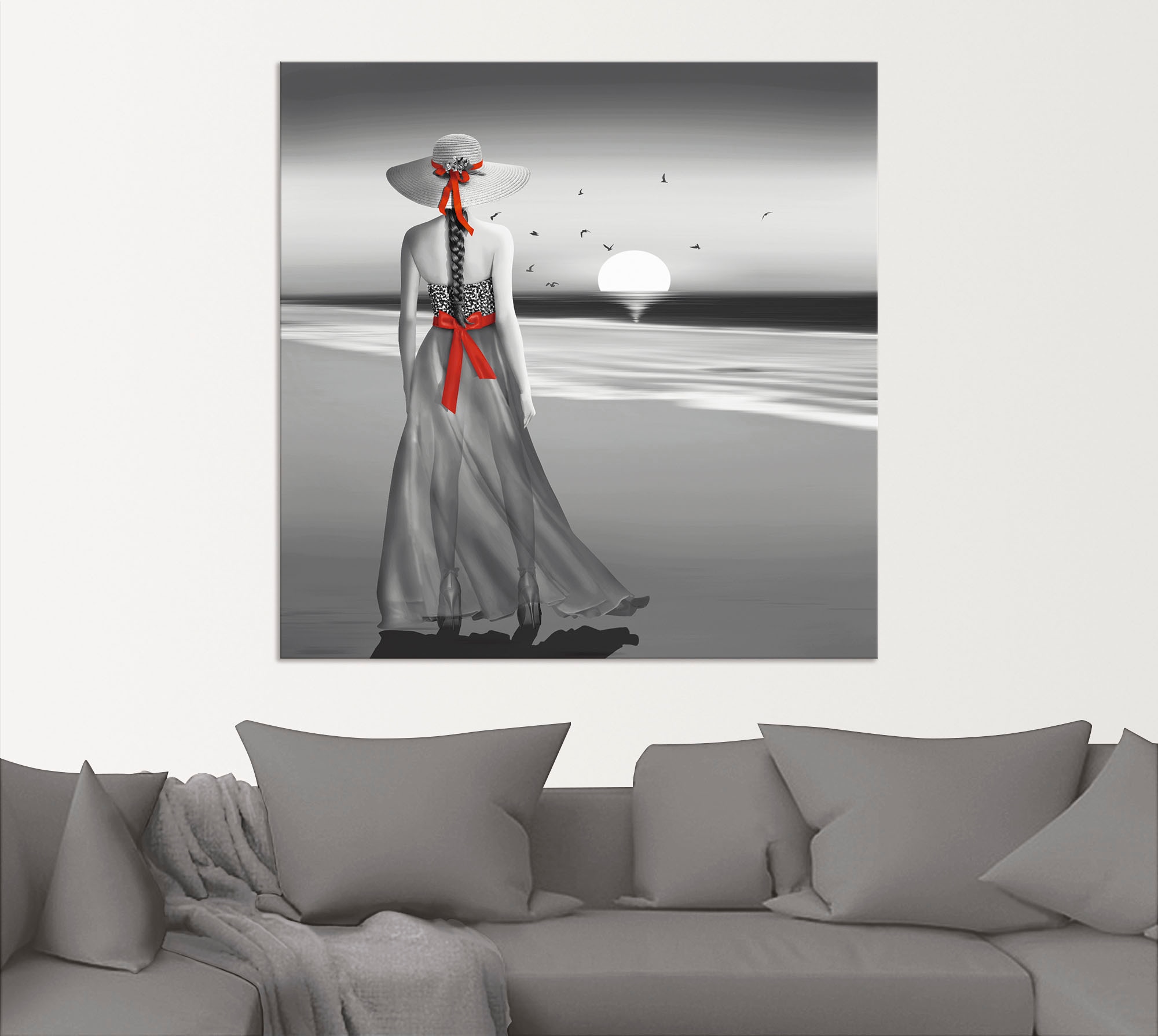 Artland Wandbild »Ein Blick zurück aufs Meer«, Frau, (1 St.), als Alubild, Outdoorbild, Leinwandbild, Poster, Wandaufkleber
