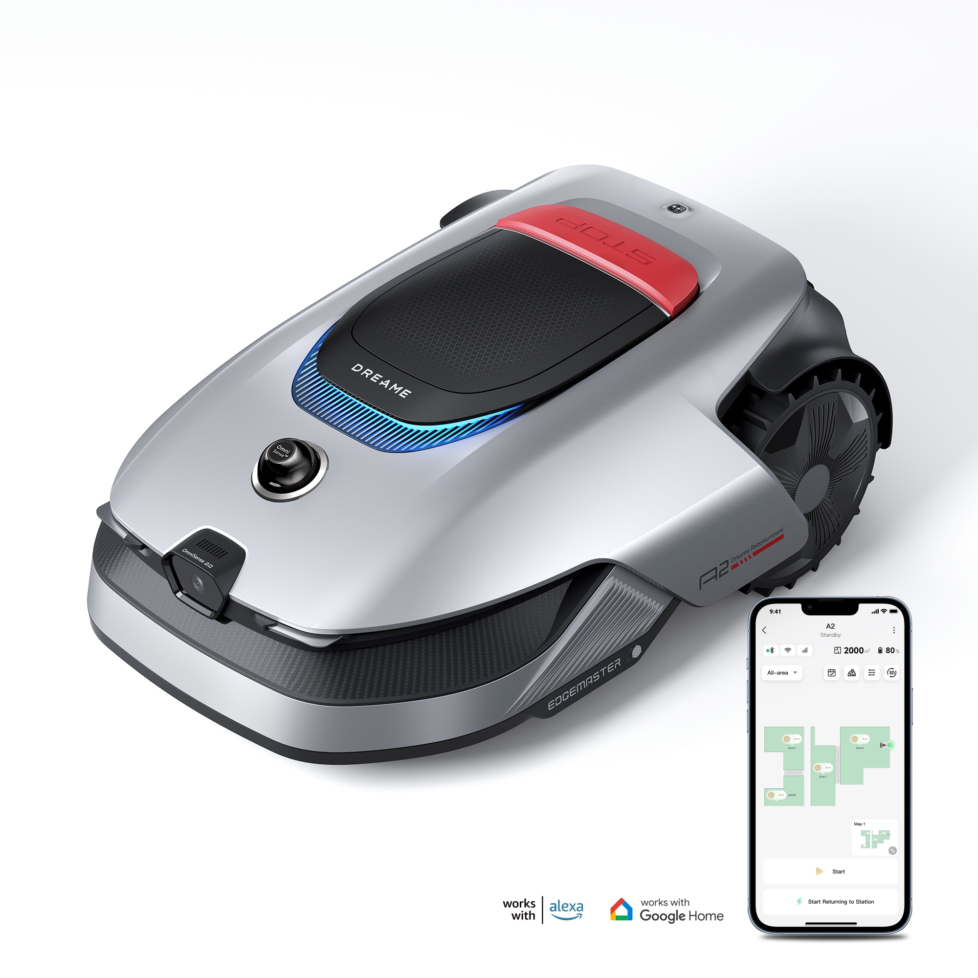 Dreame Rasenmähroboter »A2 1200«  Kantenschnittsystem, automatische Begrenzungseinrichtung, KI-Kamera