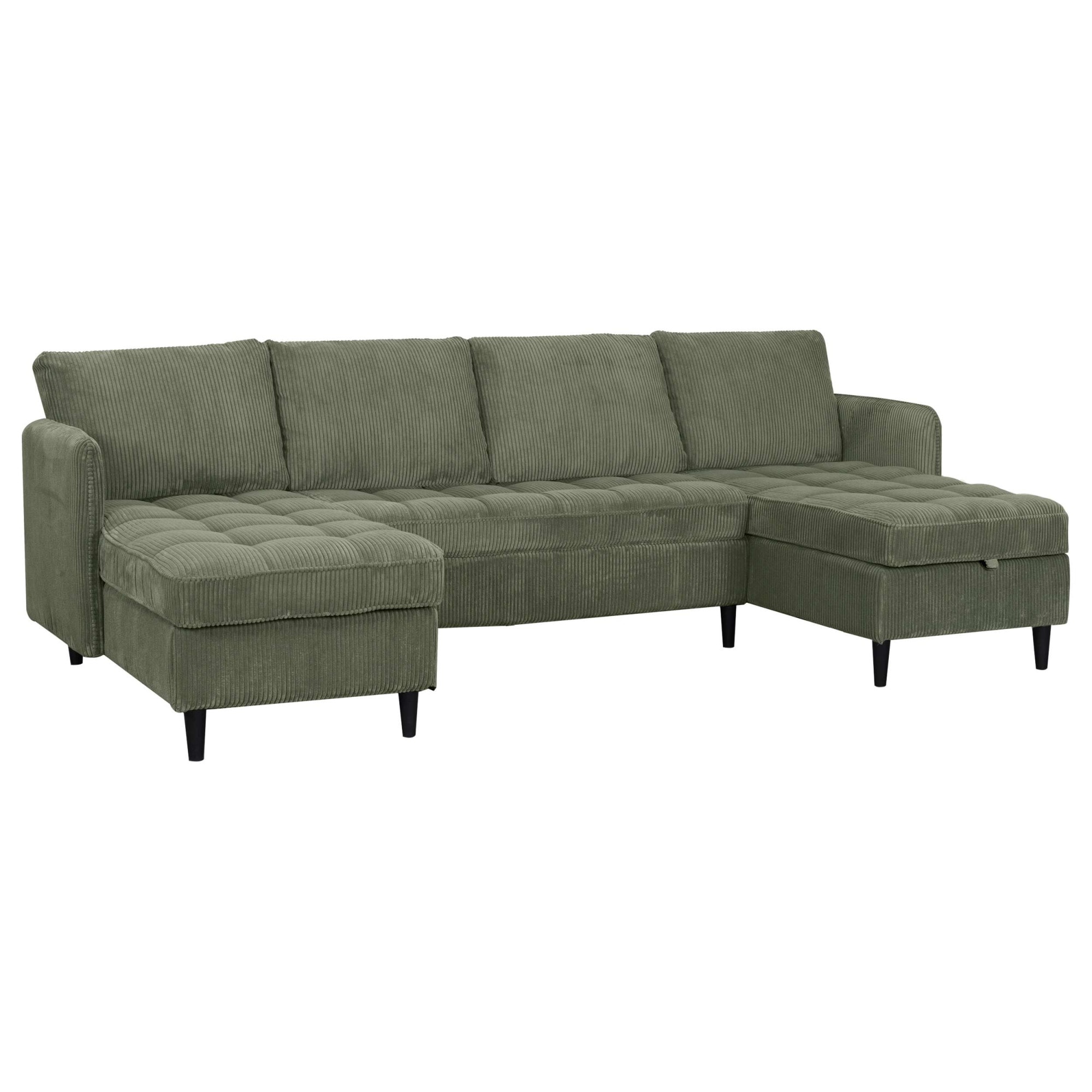 Dorel Home Wohnlandschaft »LINDHUS, Cord, Modulsofa, verschiedene Stellvarianten« Breite als U-Form (254cm) mit Verbindern fixierbar, Recamiere,Stauraum