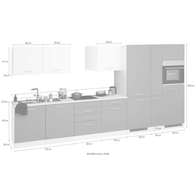 HELD MÖBEL Küchenzeile »Visby«, ohne E-Geräte, Breite 390 cm für  Kühl/Gerfrierkombination online bestellen