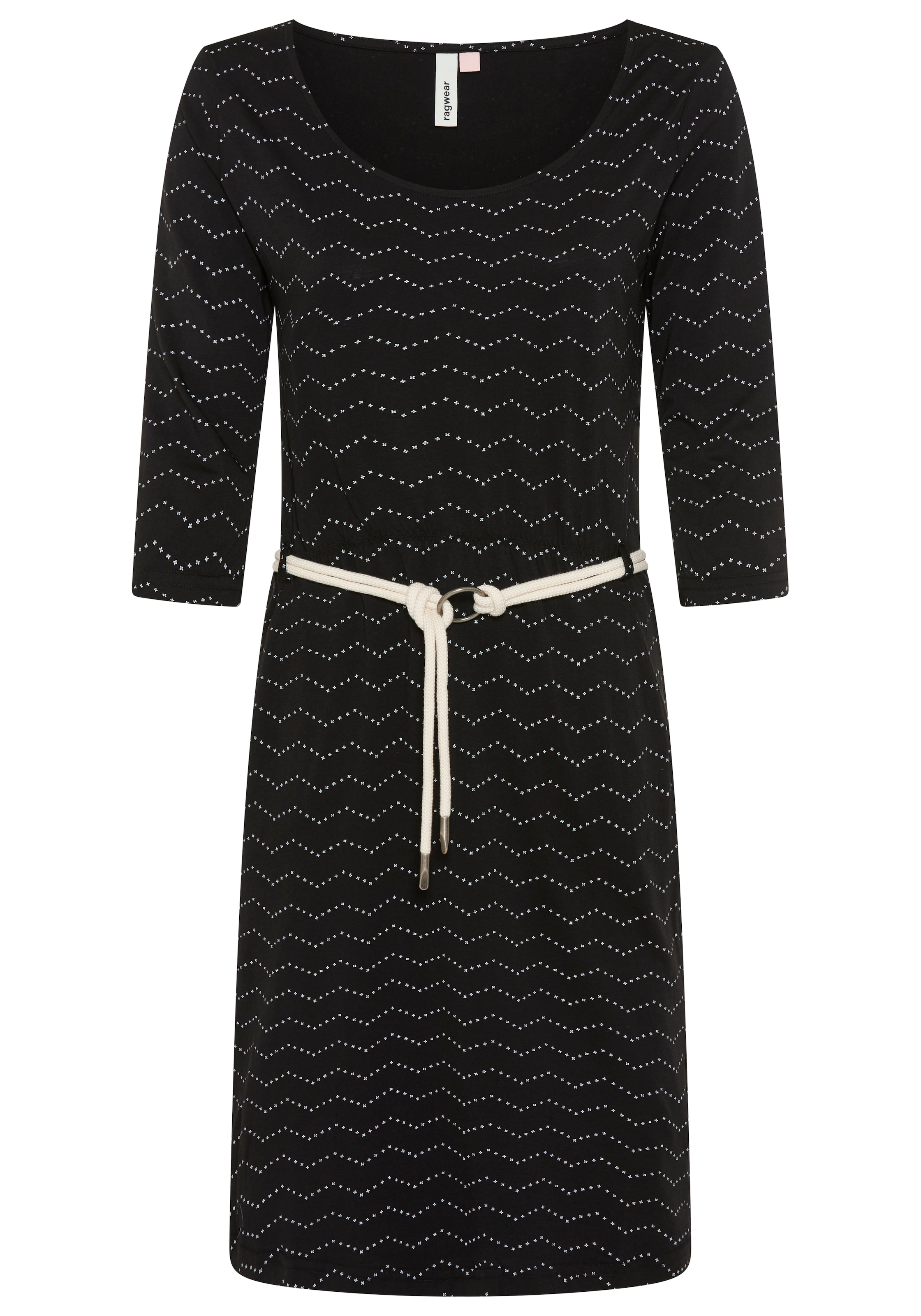 Ragwear Jerseykleid »LILITHA ZIG ZAG O« mit Taillen-Bindegürtel