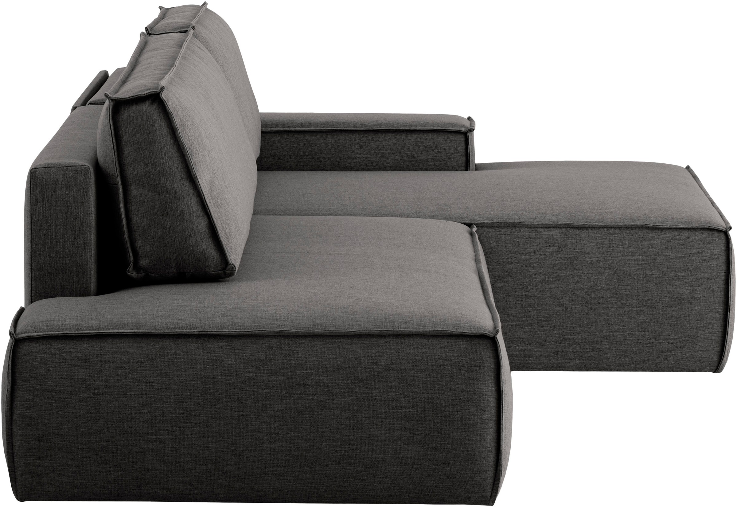 Home affaire Ecksofa »SHERWOOD, Schlafsofa in L-Form offen (275cm), Cord, Leinenoptik«, Schlaffunktion und Bettkasten, Kedernaht, hoher Sitz- & Liegekomfort