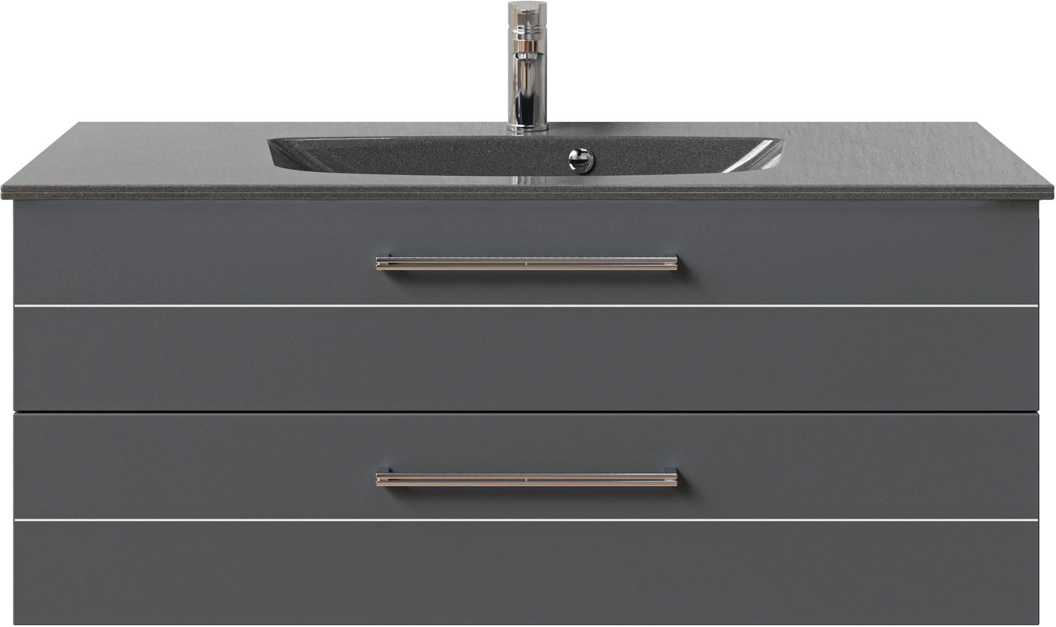 Saphir Waschtisch »Serie 6025 Mineralmarmor-Waschtisch mit Unterschrank, 117 cm breit«, Waschplatz mit 2 Schubladen, hängend, verschiedene Ausführungen