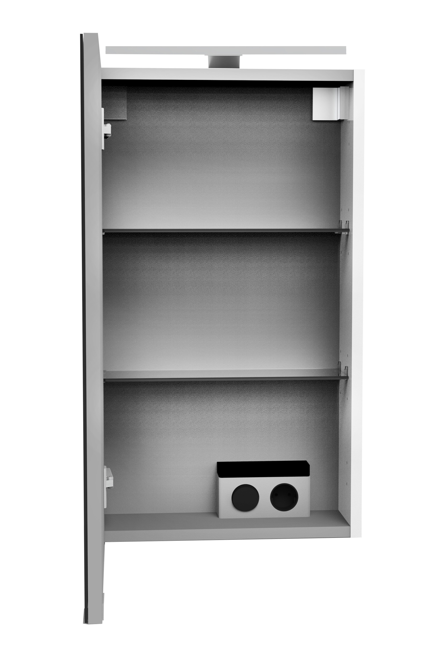 FACKELMANN Spiegelschrank »SBC«, (Spiegelschrank mit LED-Aufsatzleuchte), für das Gästebad, Schalter und Steckdose, Breite 40cm, Anschlag links