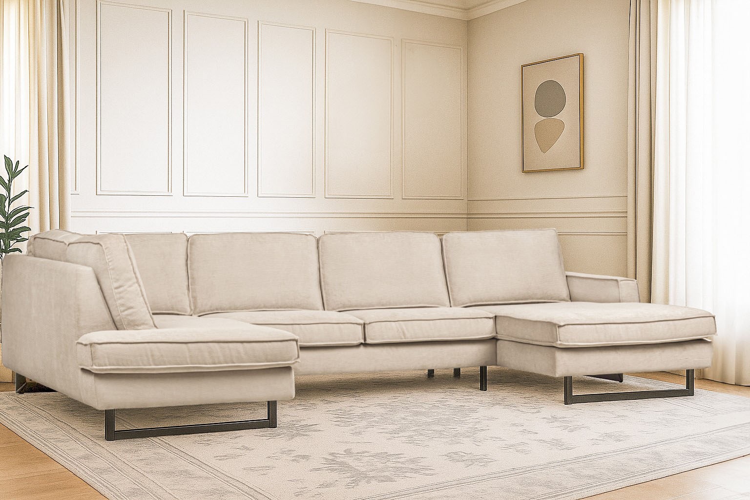 Home affaire Wohnlandschaft »Pinto, 350 cm, U-Form, XXL, mit Ottomanen« Cor günstig online kaufen