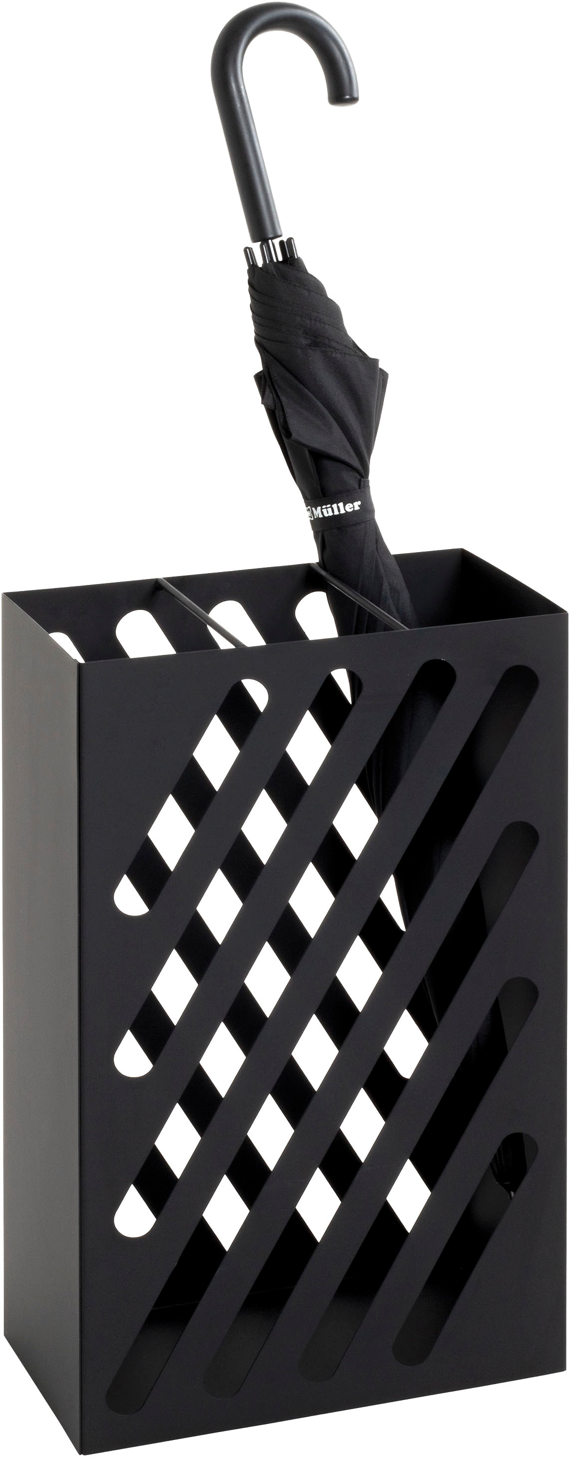 HAKU Schirmständer »Regenschirmständer, Schirmkorb« rechteckig - aus Metall Schwarz - B/T/H 30/16/48 cm