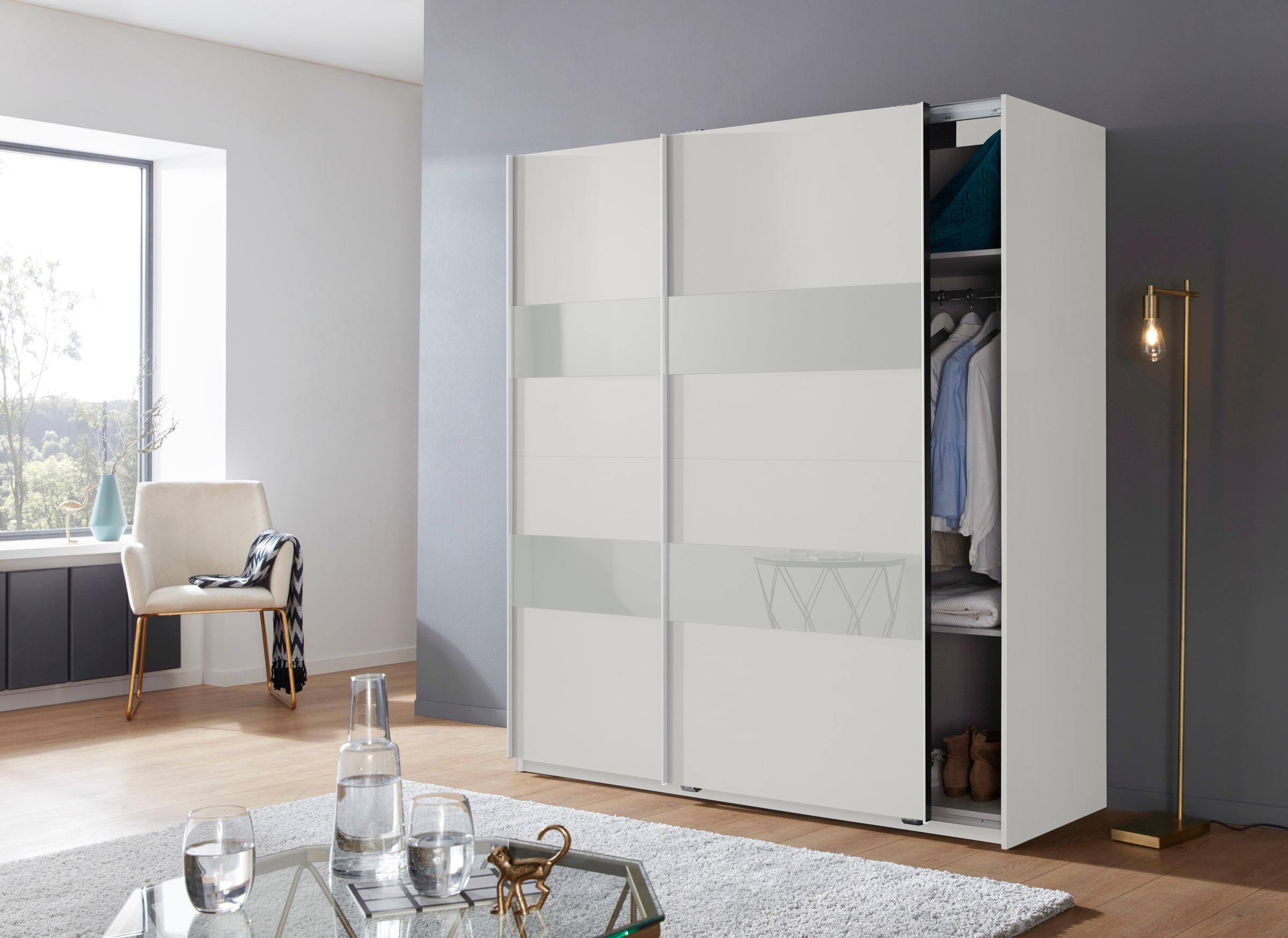 Wimex Schwebetürenschrank »Altona«, mit Glaselementen und zusätzlichen Einlegeböden
