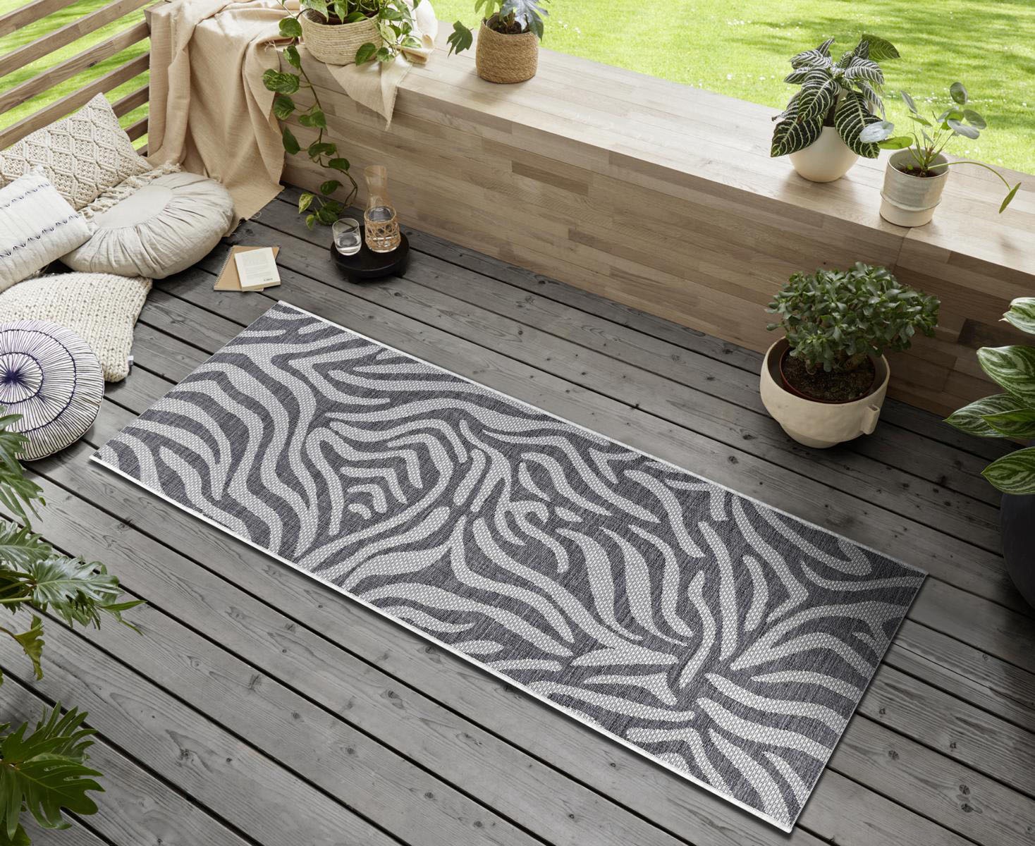 NORTHRUGS Läufer »Cebra«, rechteckig, 4 mm Höhe, Flachgewebe Zebra Design, gekettelt, Robust, Pflegeleicht