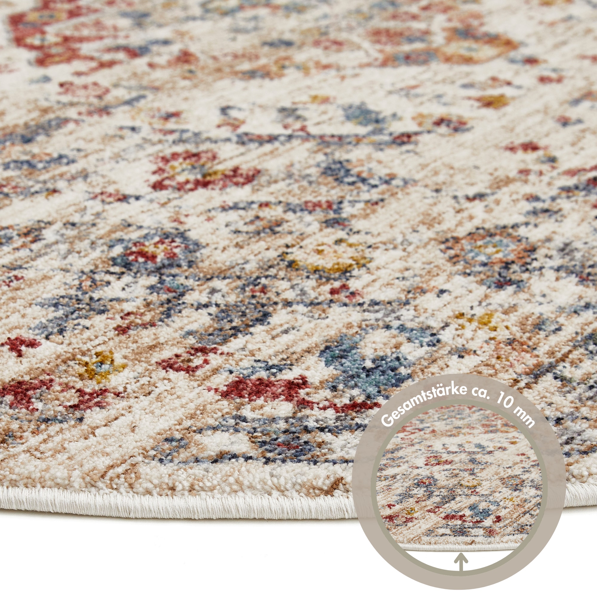 LUXOR living Teppich »Rocco«, rund, 11 mm Höhe, Vintage-Look, florales Design, Wohnzimmer, Schlafzimmer