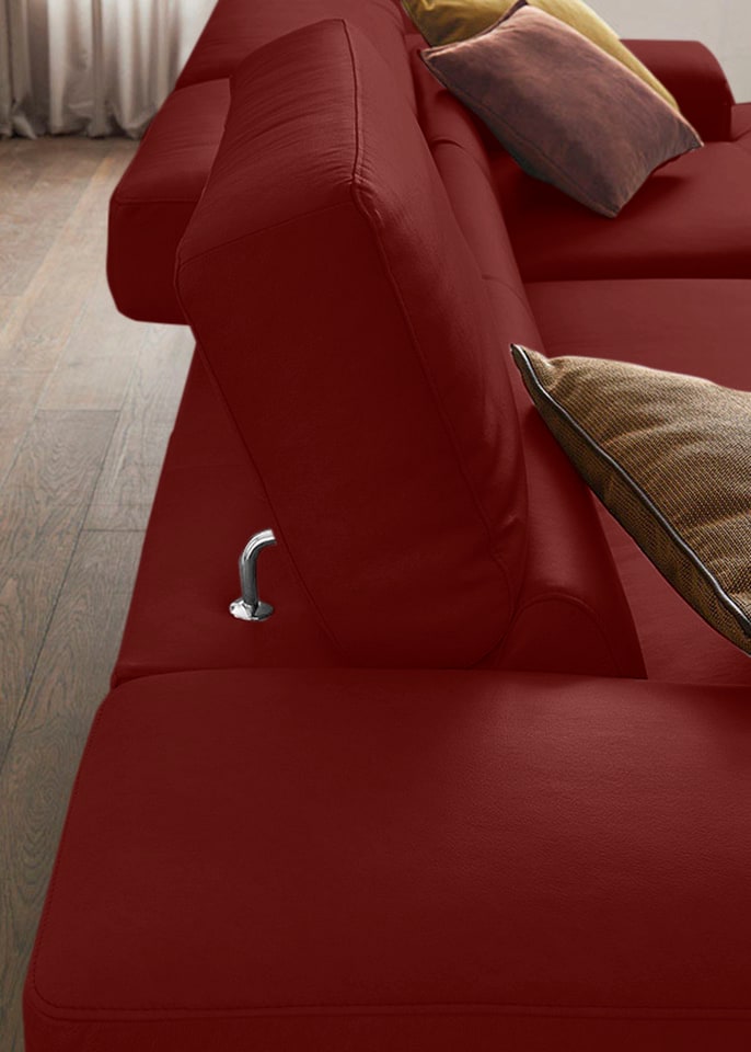 W.SCHILLIG Ecksofa »piedroo, Designsofa mit tollem Sitzkomfort, elegant und bequem, L-Form«, Kopfteilverstellung, wahlweise mit Sitztiefenverstellung, Breite 303cm