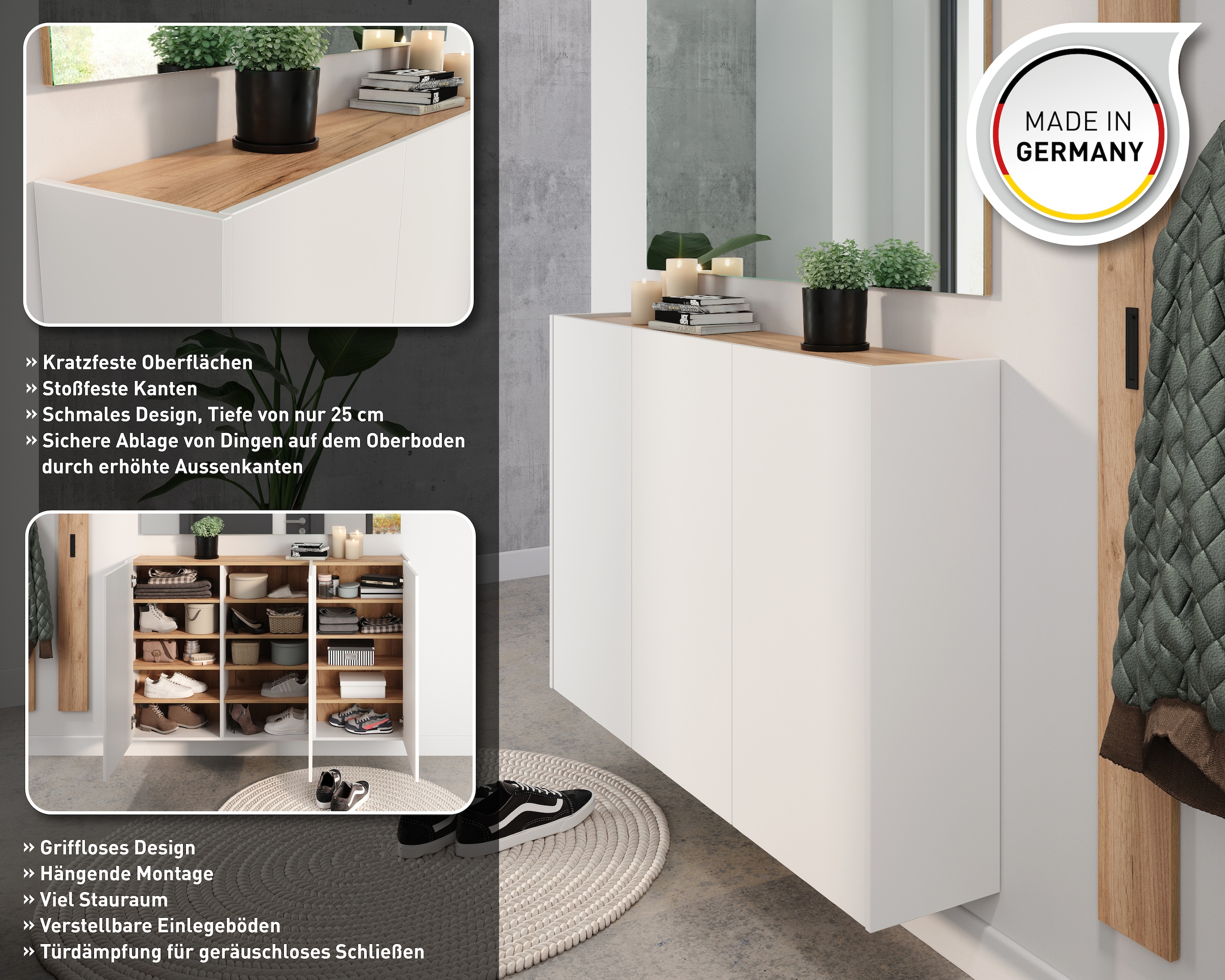 GERMANIA Mehrzweckschrank »GW-Libbiano«, (1 St.), ideal für schmale Flure, Breite 138 cm, in 2 verschiedenen Höhen