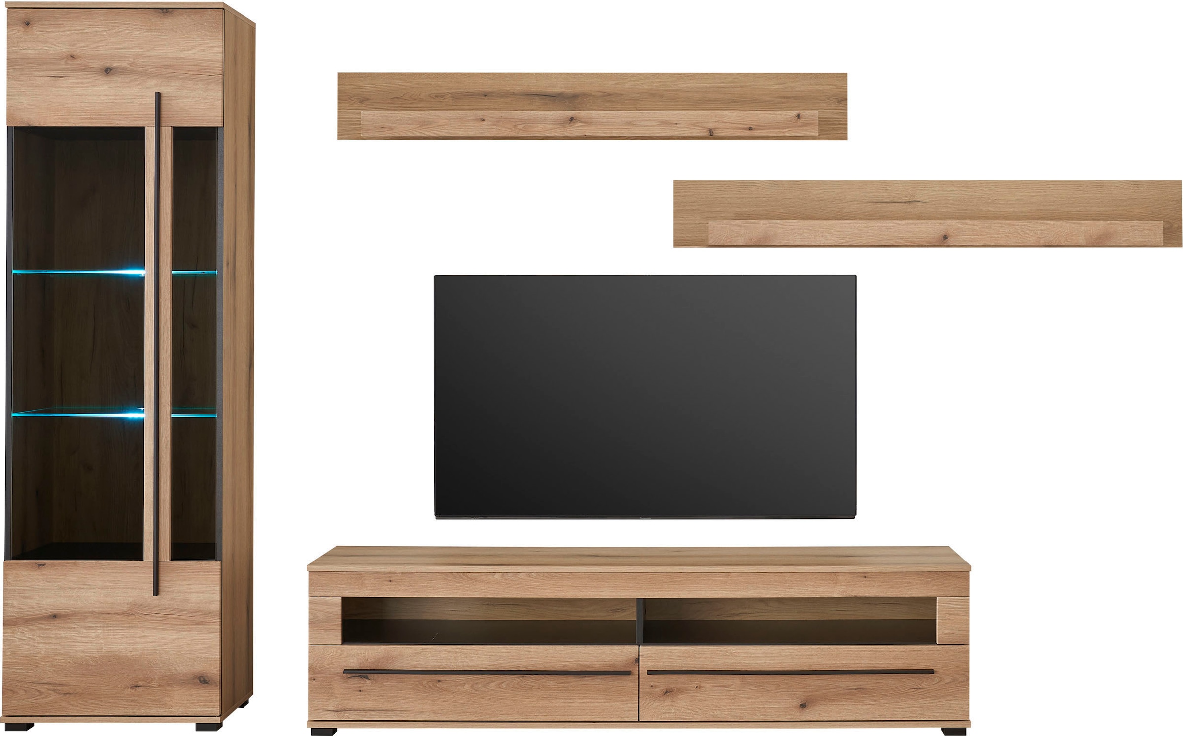 INOSIGN Wohnwand »Cantara, moderne Anbauwand, Wohnzimmer-Set, in Eiche Evok günstig online kaufen