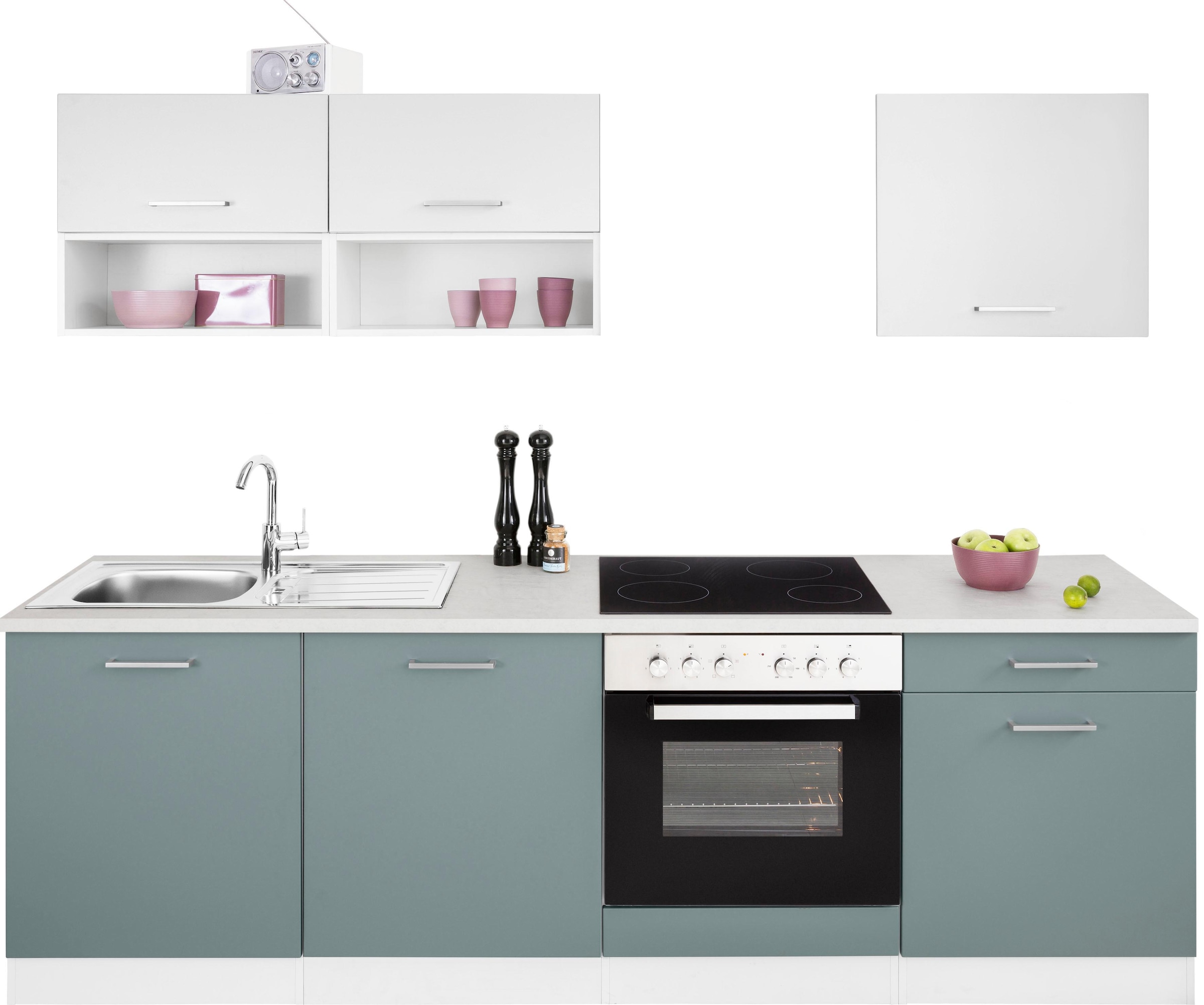 HELD MÖBEL Küchenzeile »Visby«, cm Raten auf Geschirrspülmaschine E-Geräte, bestellen ohne für 240 Breite