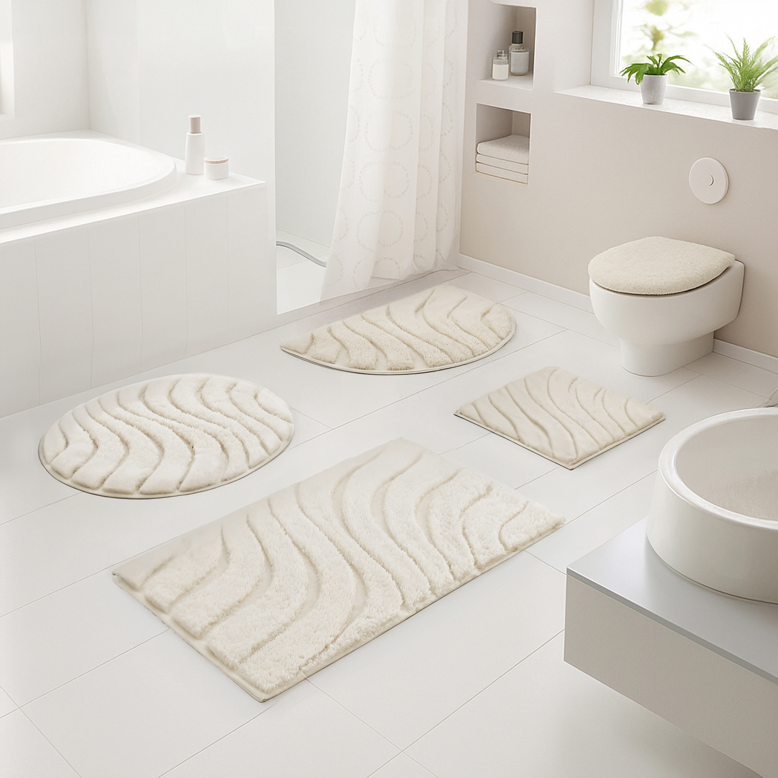 Badematte OTTO HOME "Levii, Badvorleger, Badezimmer Teppich, sehr weich", creme, H:20mm