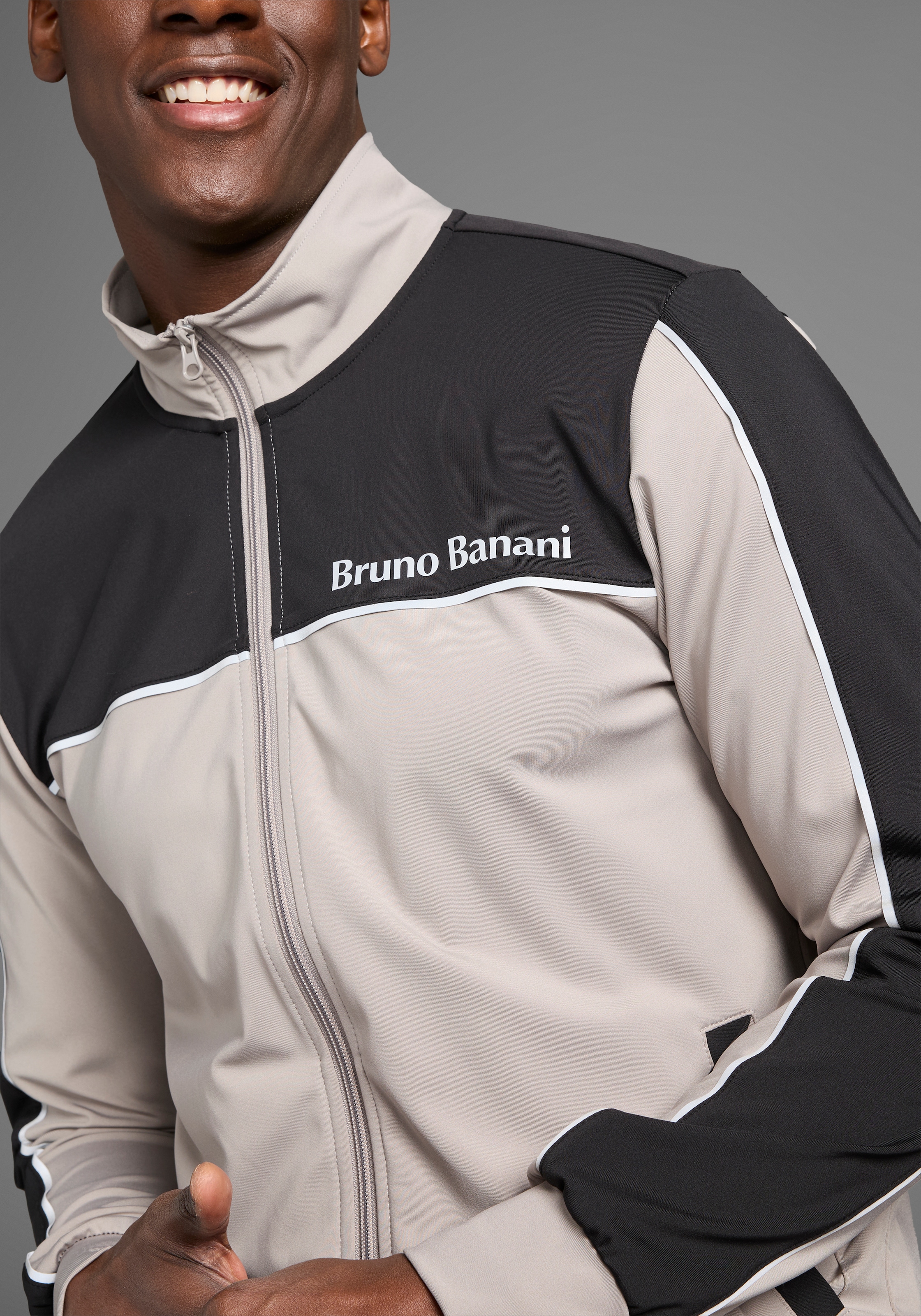 Bruno Banani Sweatjacke, mit Reflektorstreifen in Teilungsnähten