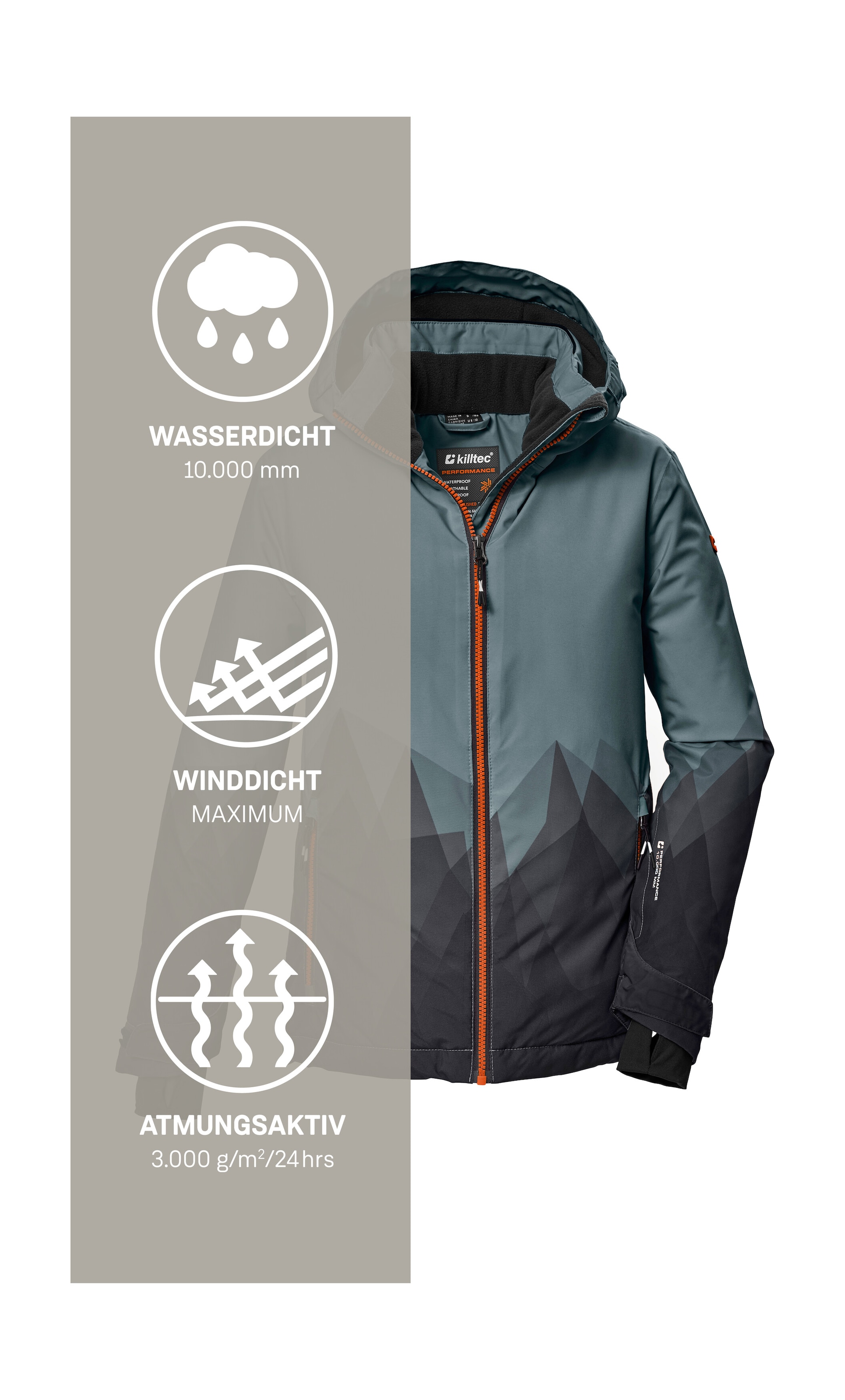 Killtec Skijacke »KSW 383 BYS SKI JCKT«, Wasser- und winddichte Skijacke mit verstellbarer Kapuze