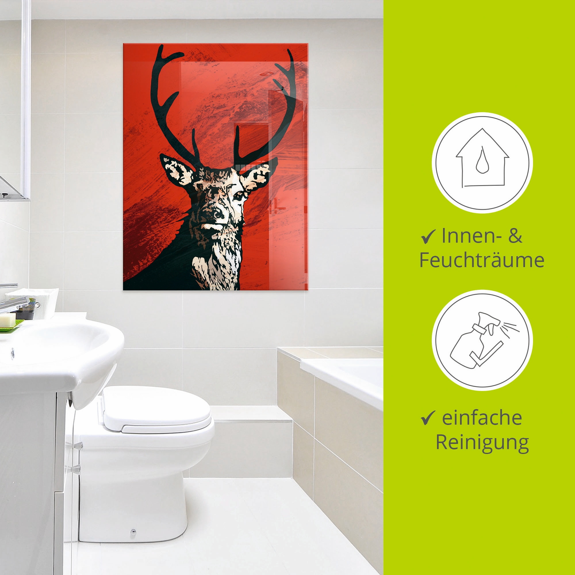 Artland Glasbild »Hirsch«, Wildtiere, (1 St.), in verschiedenen Größen