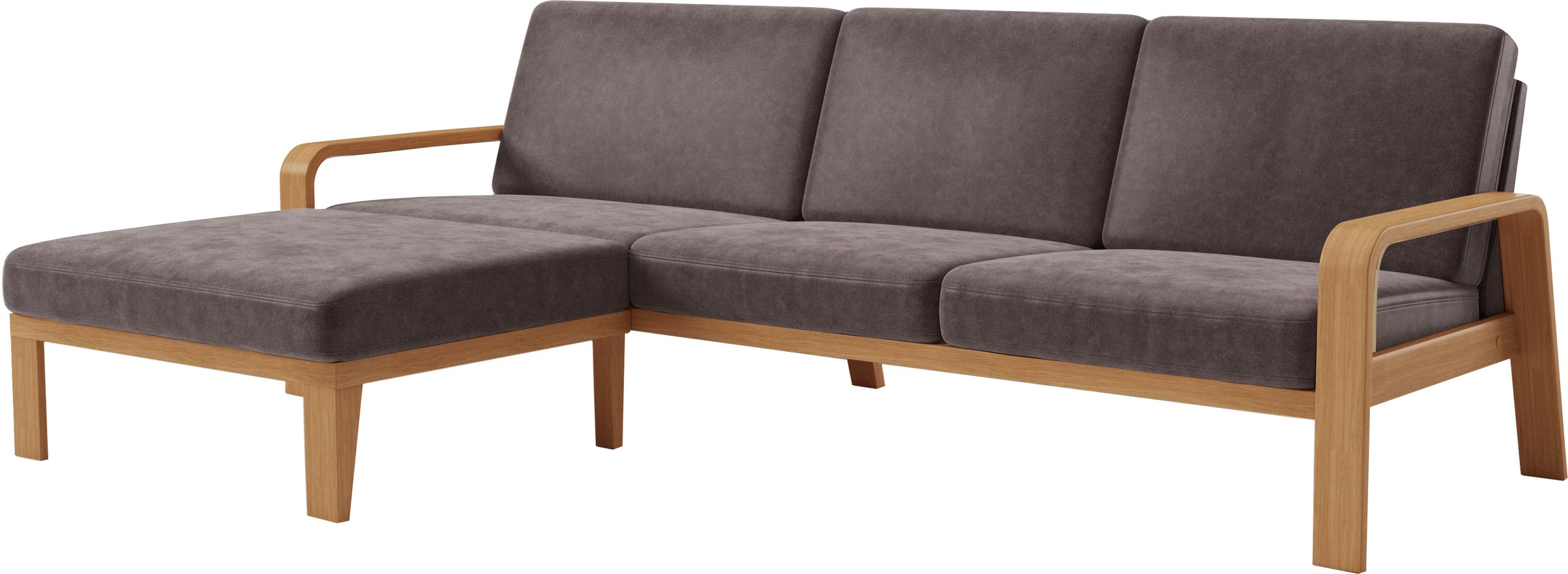 sit&more Ecksofa »Kolding L-Form«, Armlehnen aus eichefarbigem Buchenholz, verschiedene Bezüge und Farben
