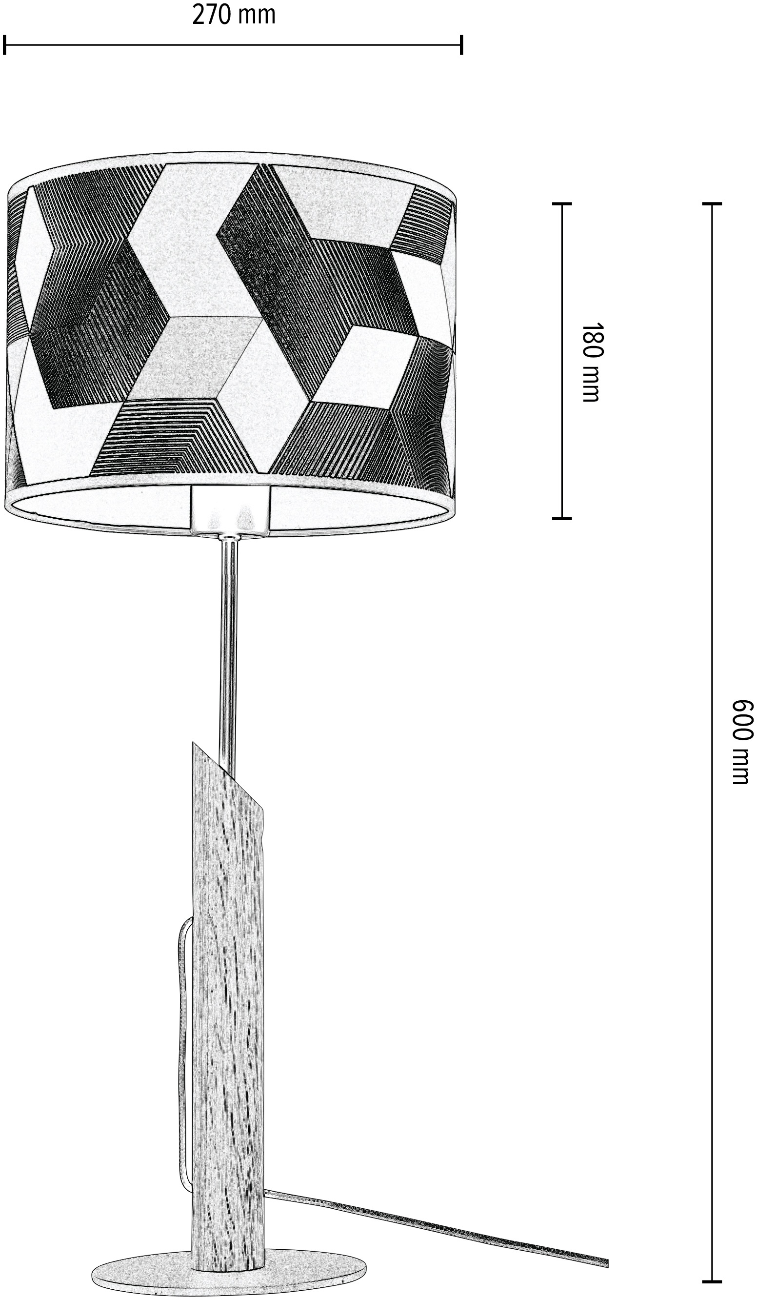 BRITOP LIGHTING Tischleuchte »ESPACIO«, 1 flammig, Leuchtmittel E27 | ohne Leuchtmittel, Aus Eichenholz mit FSC®-Zertifikat, Schirm aus laminierter Tapete